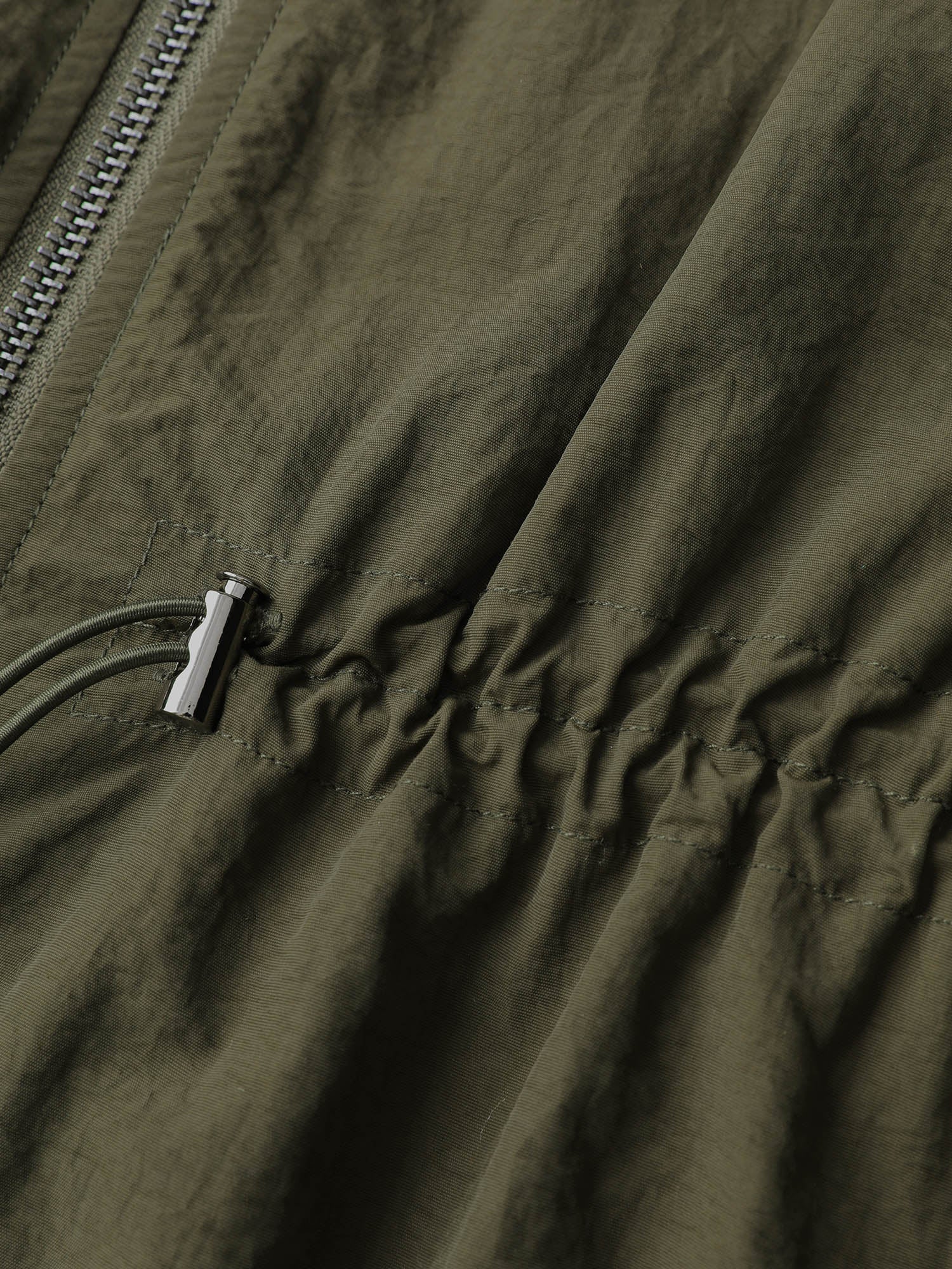 Drawstring Waist Pockets Hooded Coat - Image 7