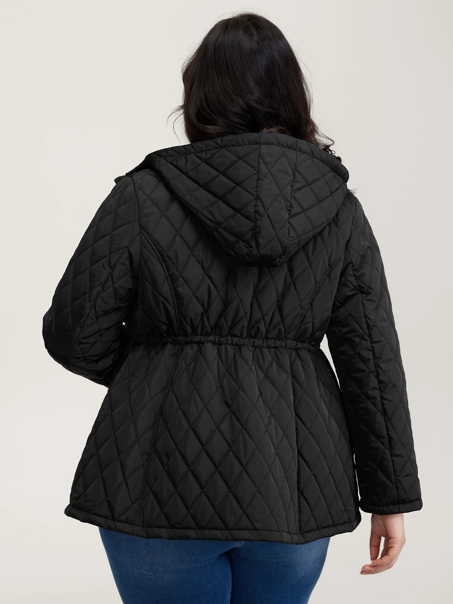 Drawstring Waist Pockets Quilted Jacket - Image 5