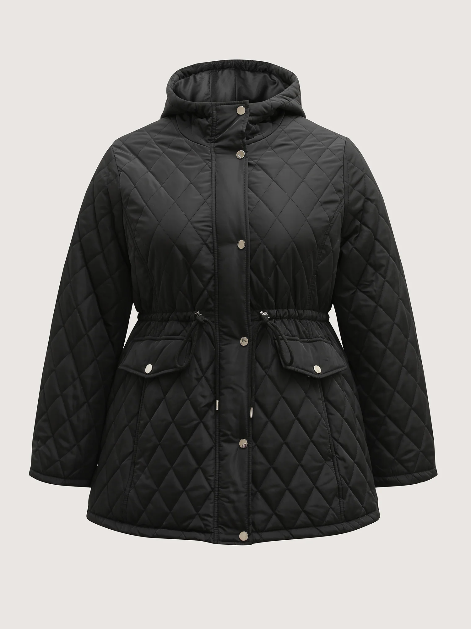 Drawstring Waist Pockets Quilted Jacket - Image 8