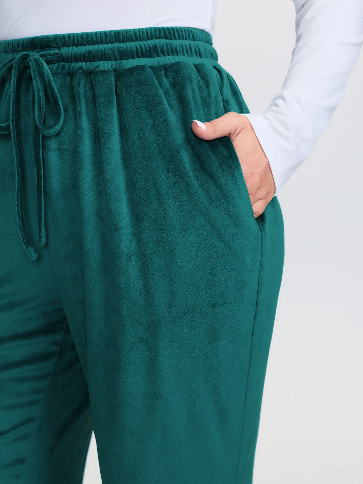 Drawstring Waist Side Pockets Flared Lounge Bottoms - Image 3
