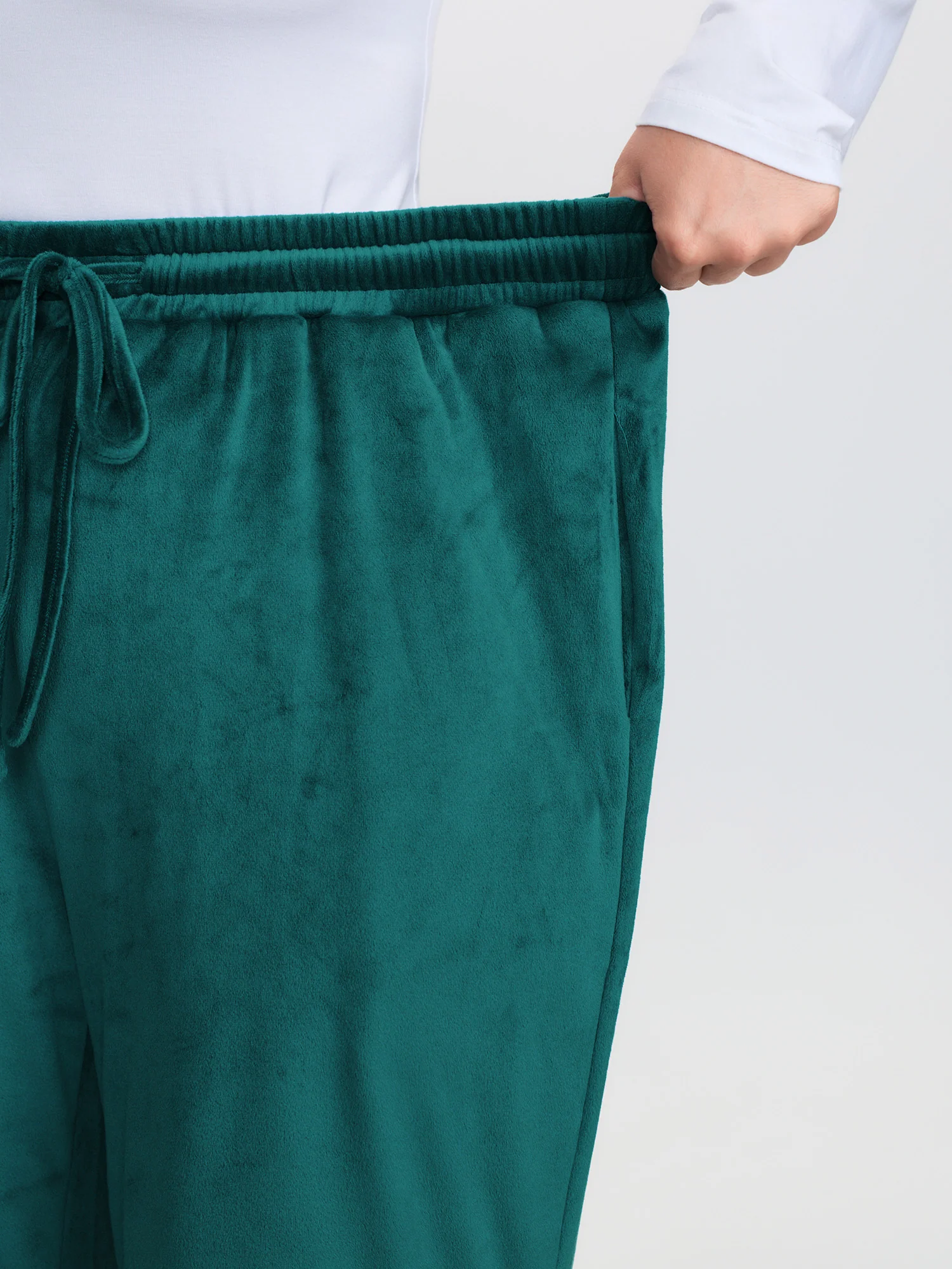 Drawstring Waist Side Pockets Flared Lounge Bottoms - Image 4