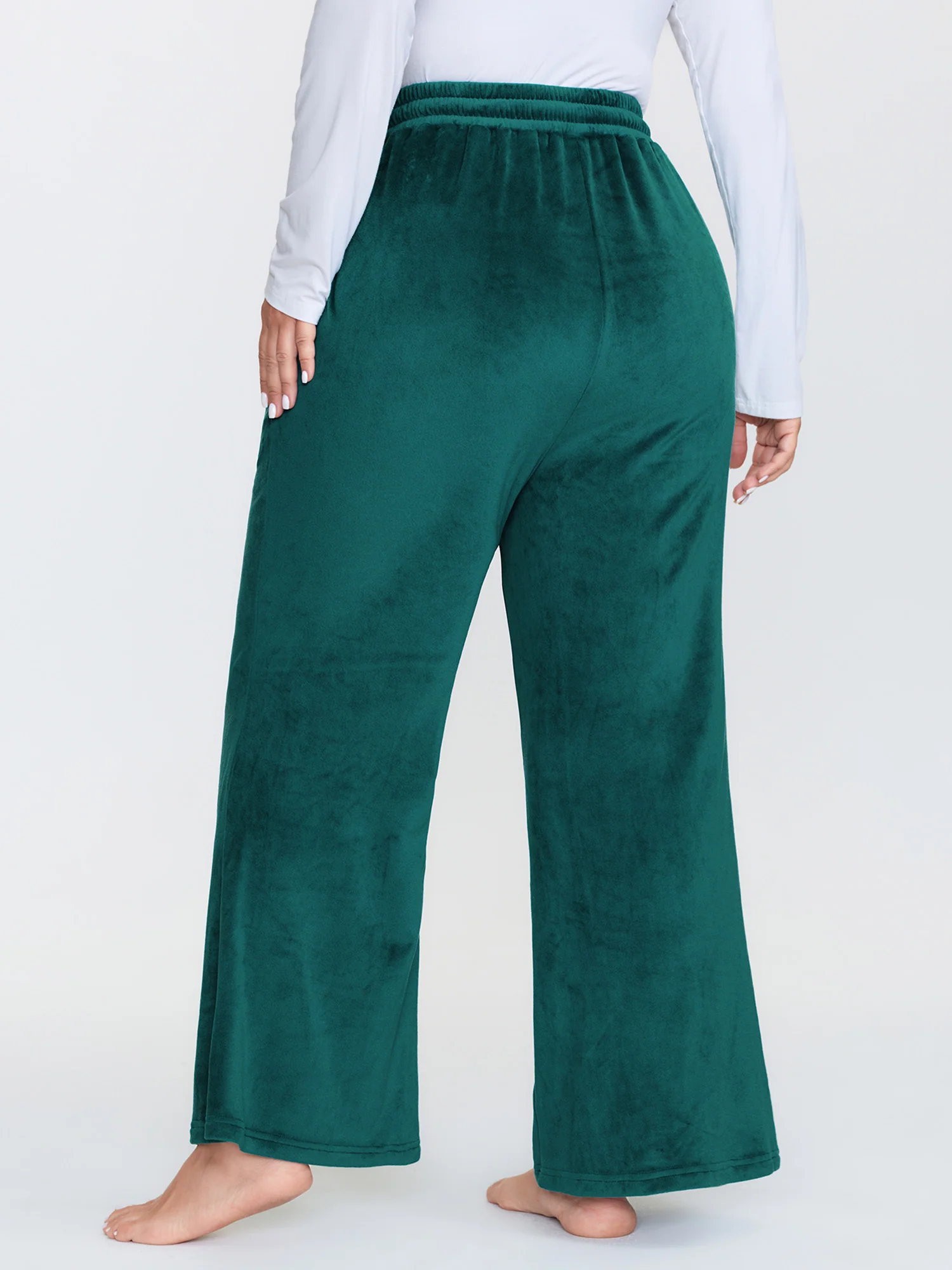 Drawstring Waist Side Pockets Flared Lounge Bottoms - Image 5