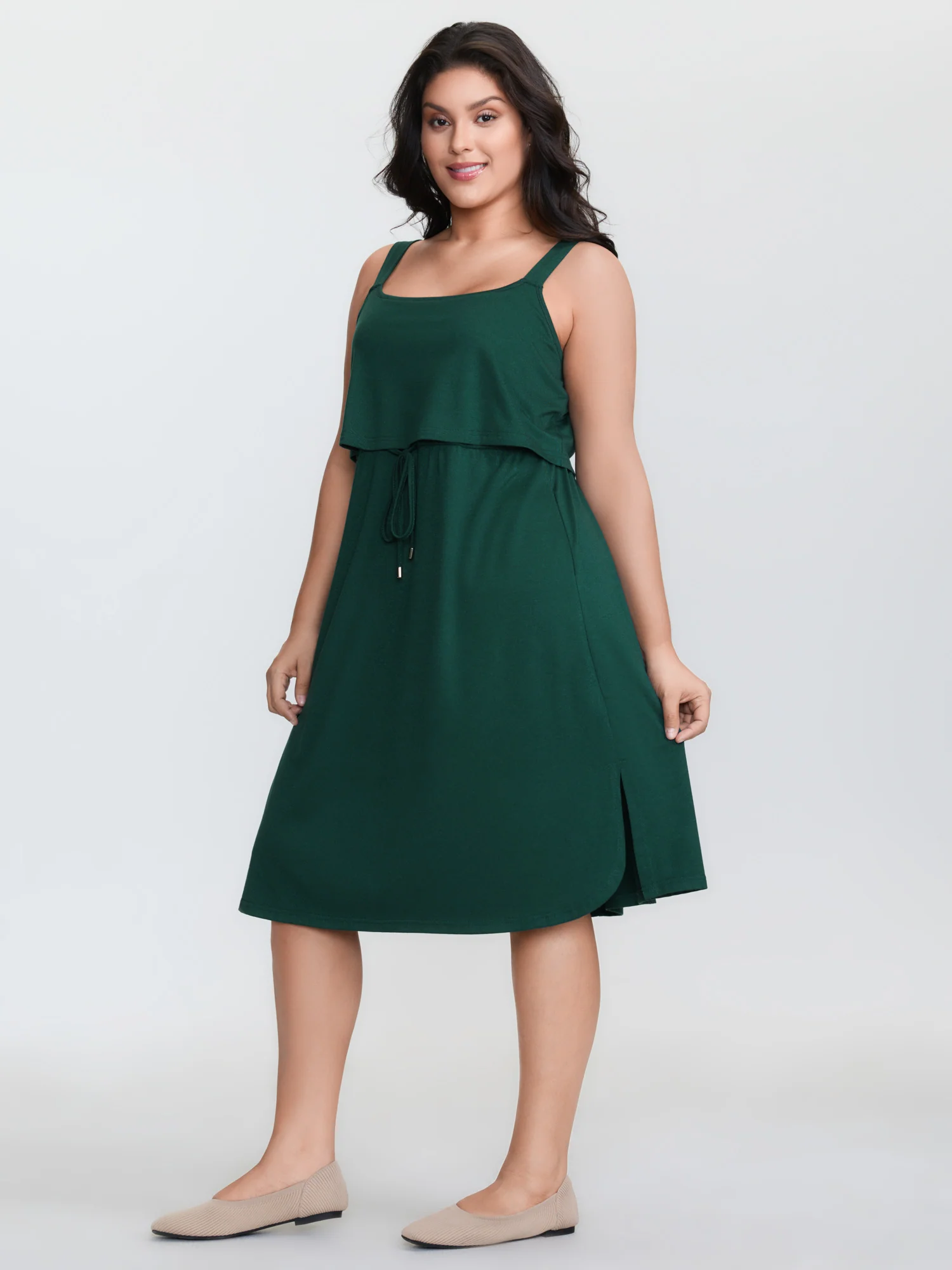 Drawstring Waist Side Slit Cami Mini Dress - Image 2