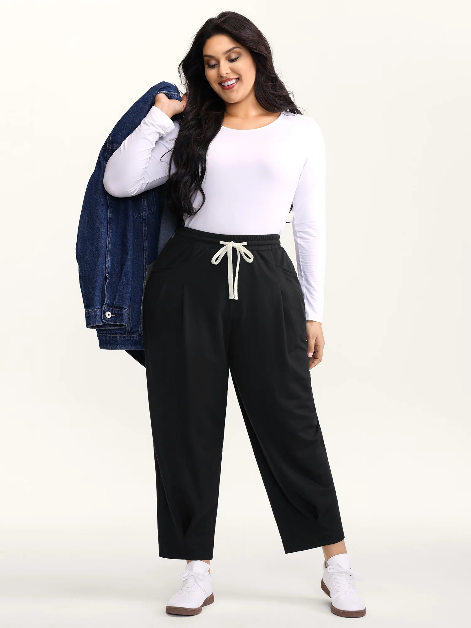 Drawstring Waist Straight-Leg Pants - Image 2