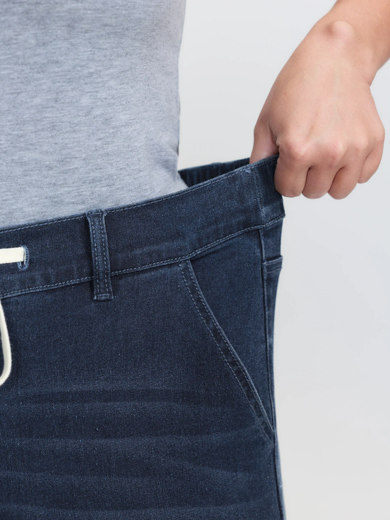 Drawstring Waist Stretchy Straight Leg Jeans - Image 5