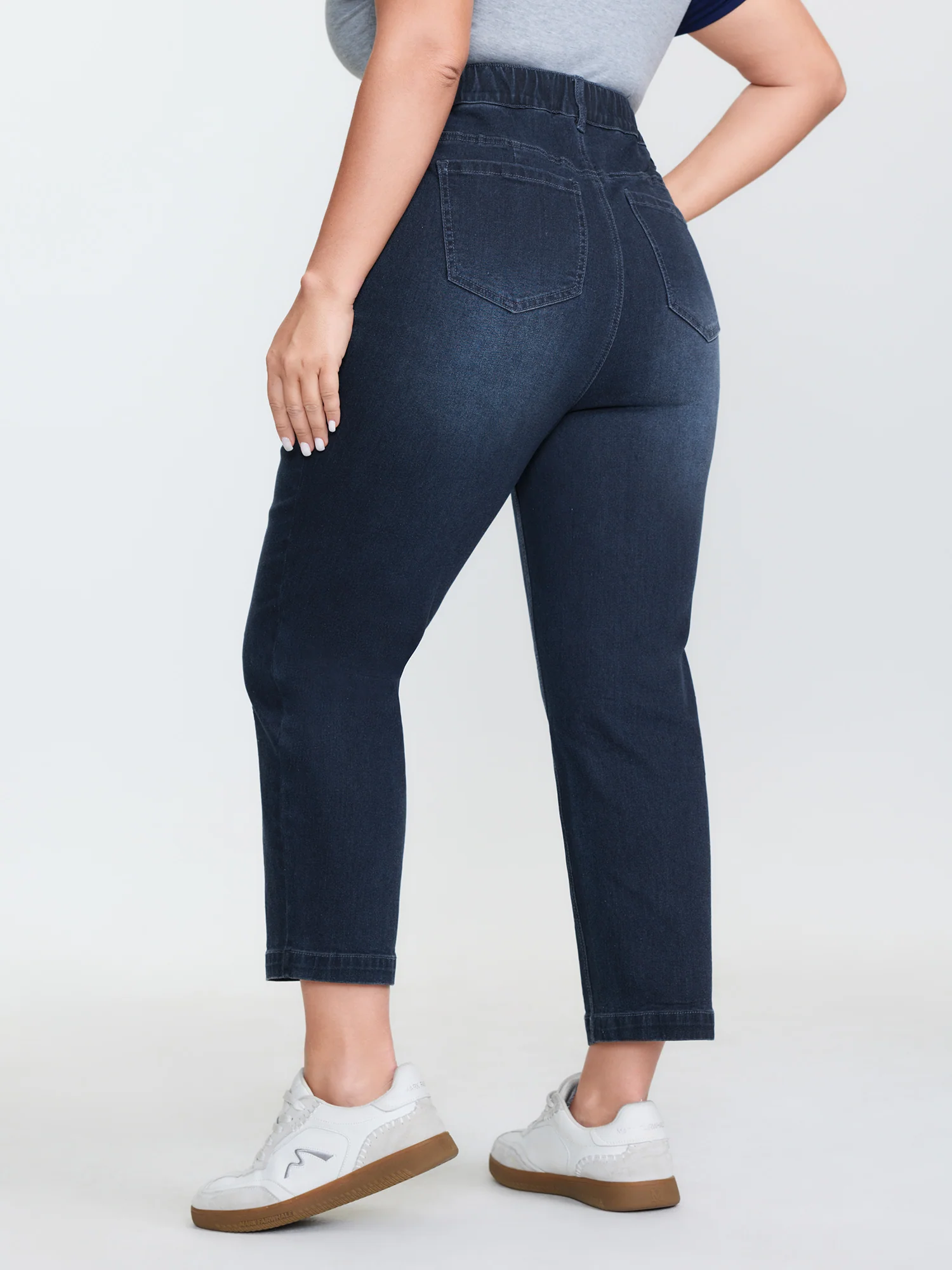Drawstring Waist Stretchy Straight Leg Jeans - Image 6