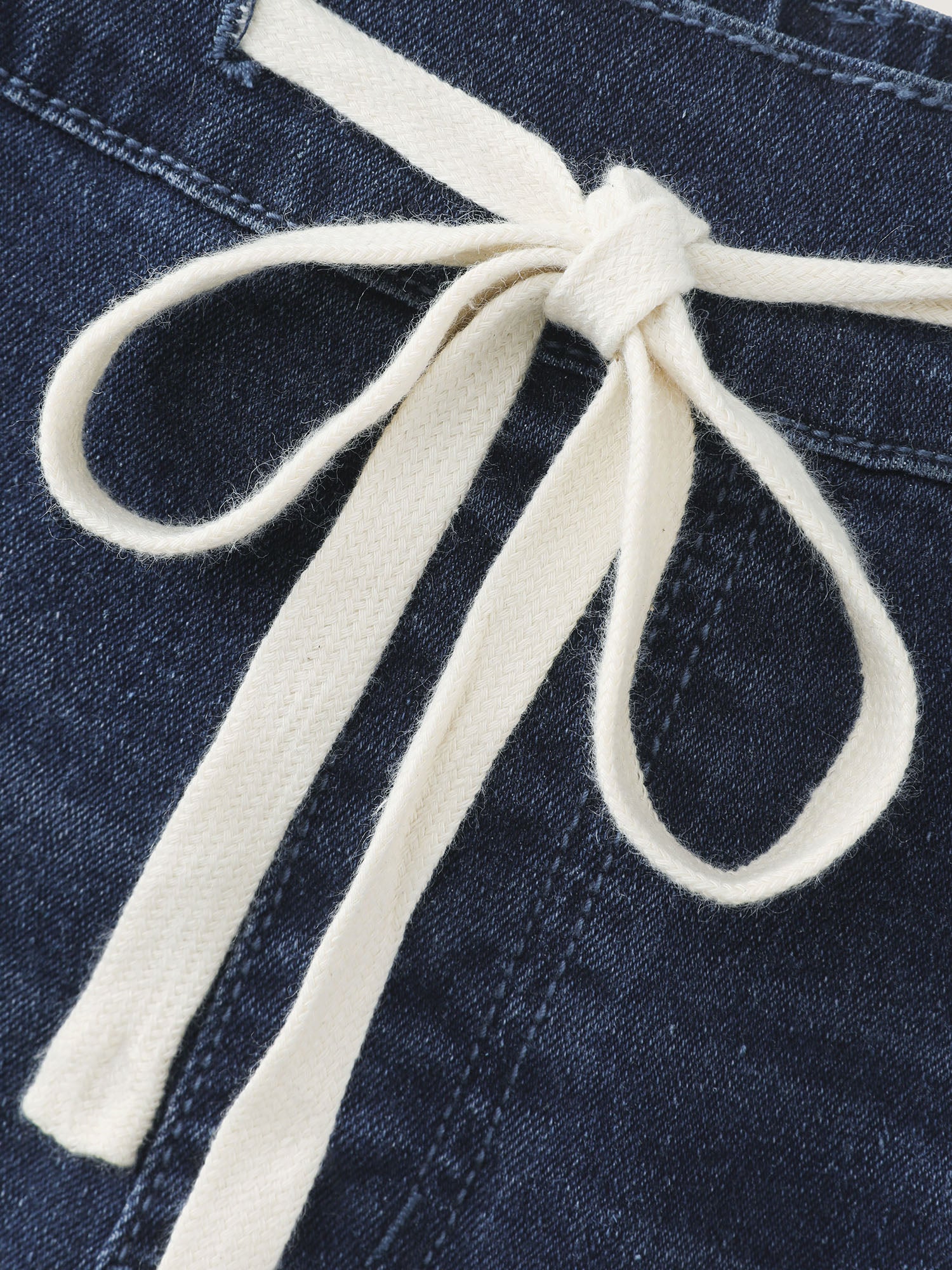 Drawstring Waist Stretchy Straight Leg Jeans - Image 8