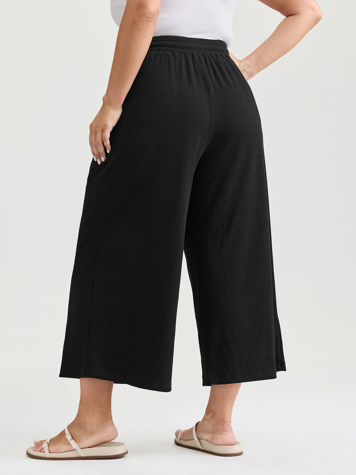 Drawstring Waist Stretchy Textured Sweatpants - Image 6