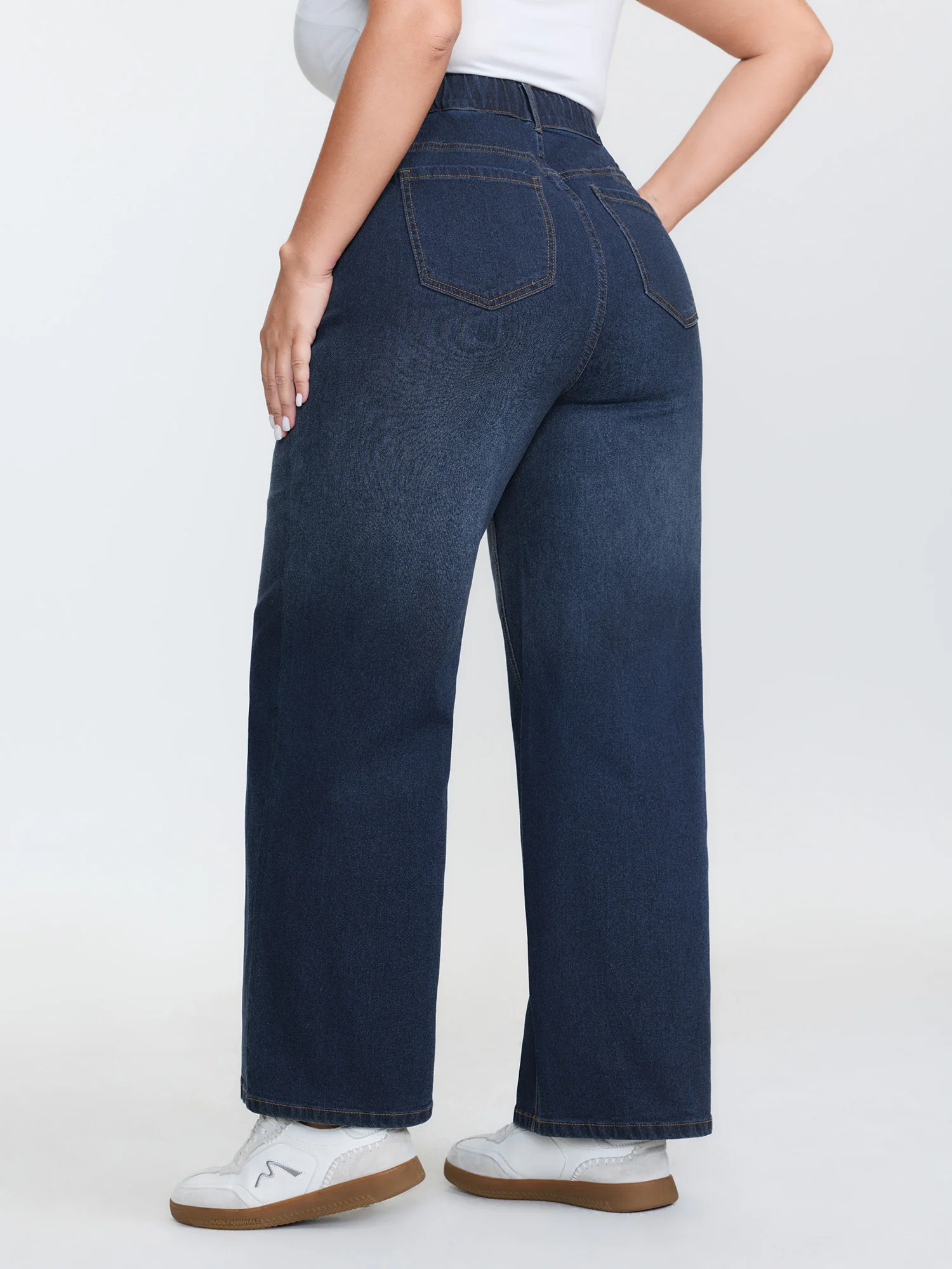 Drawstring Waist Stretchy Wide-Leg Jeans - Image 6