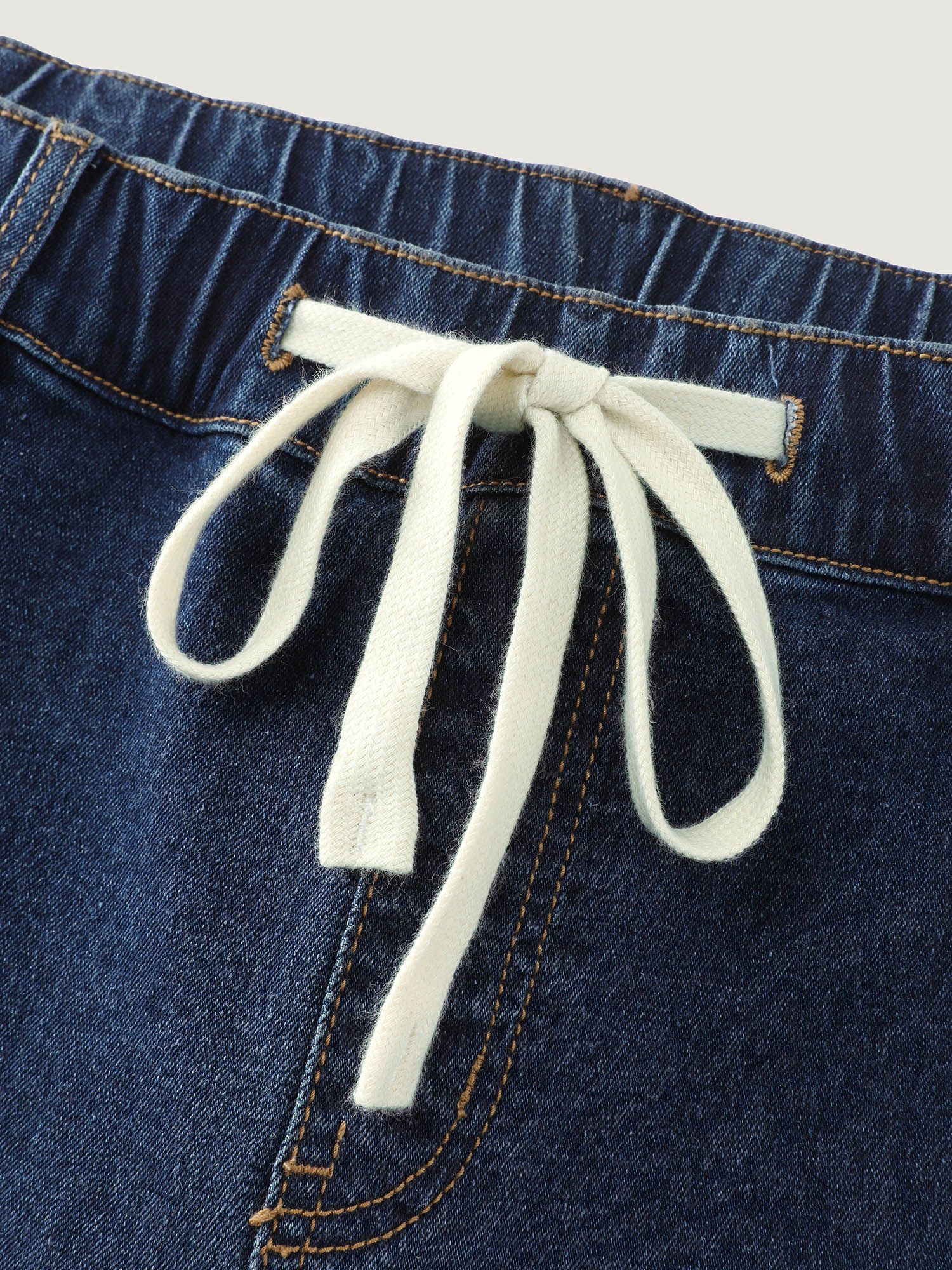 Drawstring Waist Stretchy Wide-Leg Jeans - Image 8