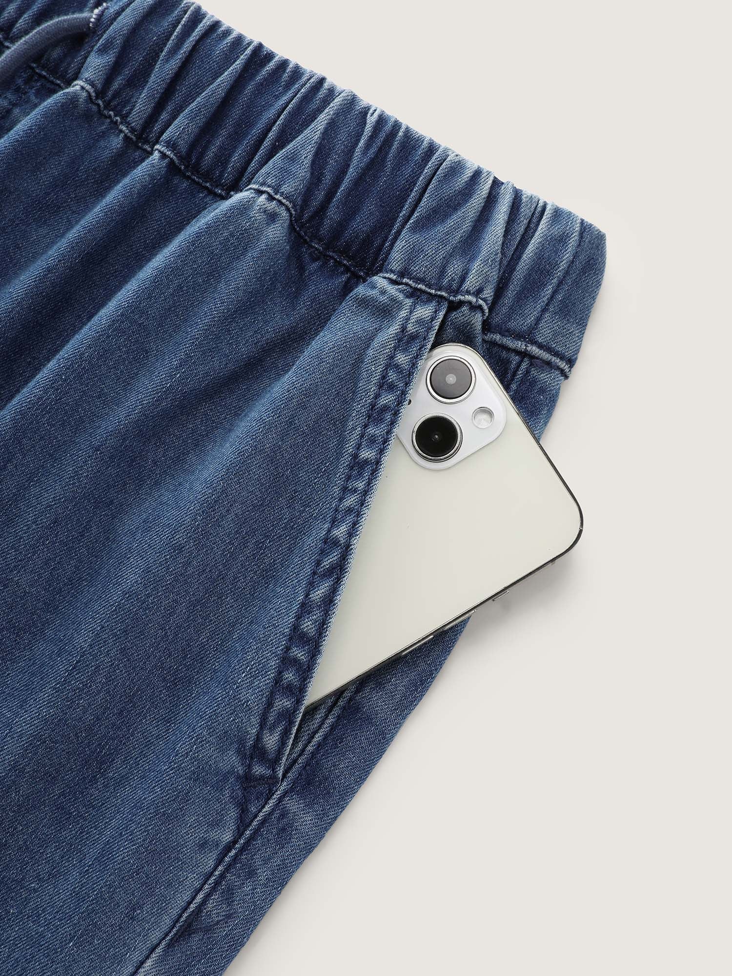 Drawstring Waist Wide-Leg Pocket Jeans - Image 7