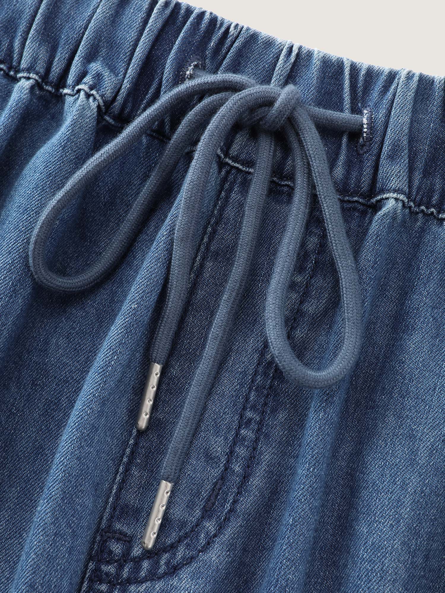 Drawstring Waist Wide-Leg Pocket Jeans - Image 8
