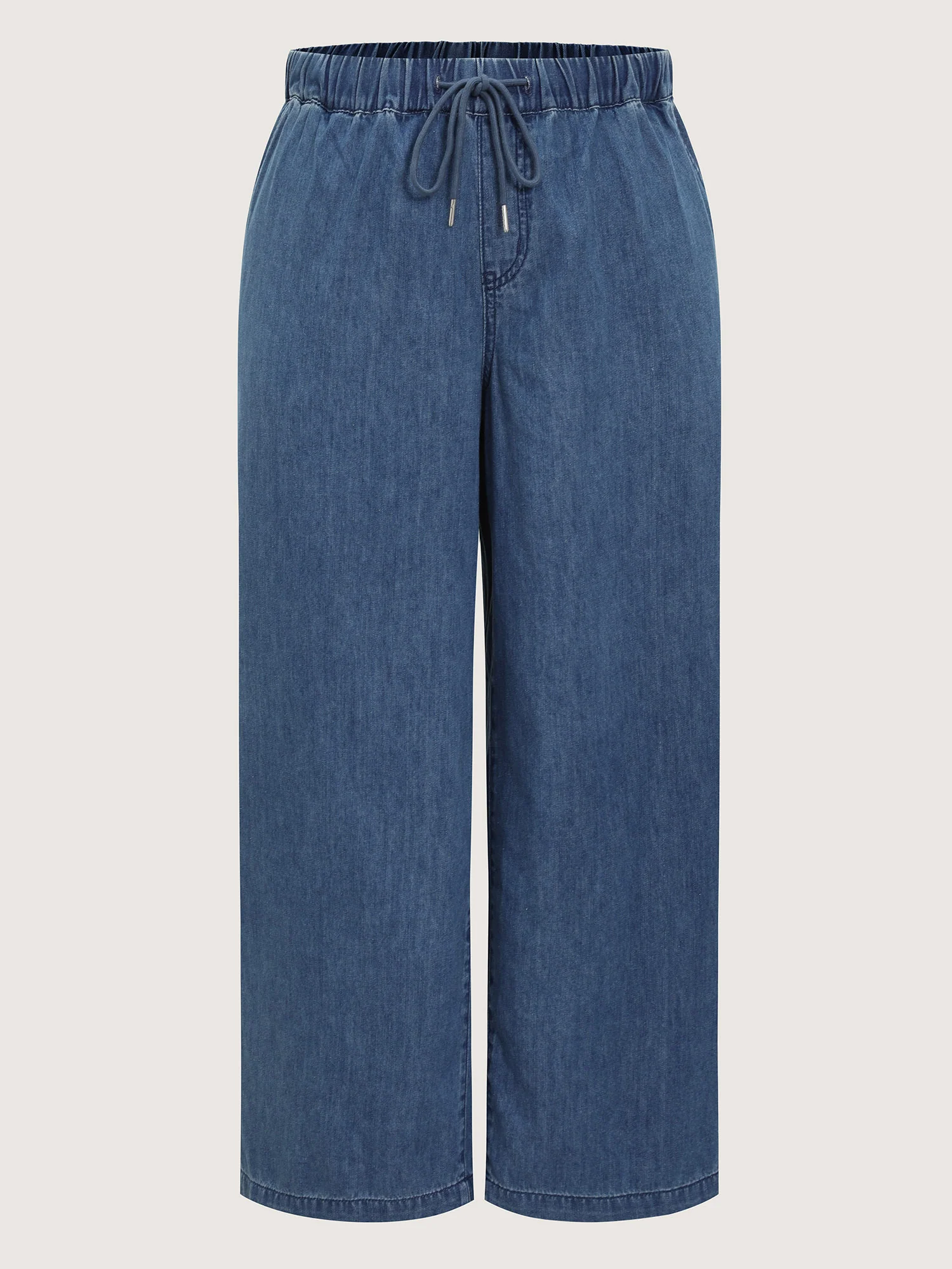 Drawstring Waist Wide-Leg Pocket Jeans - Image 9