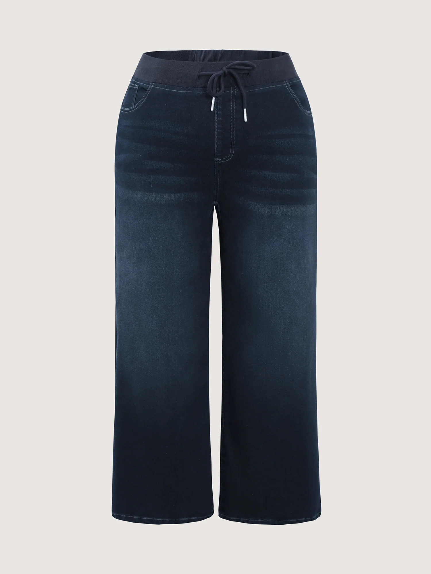 Drawstring Waist Moderate Stretch Wide-Leg Jeans - Image 8