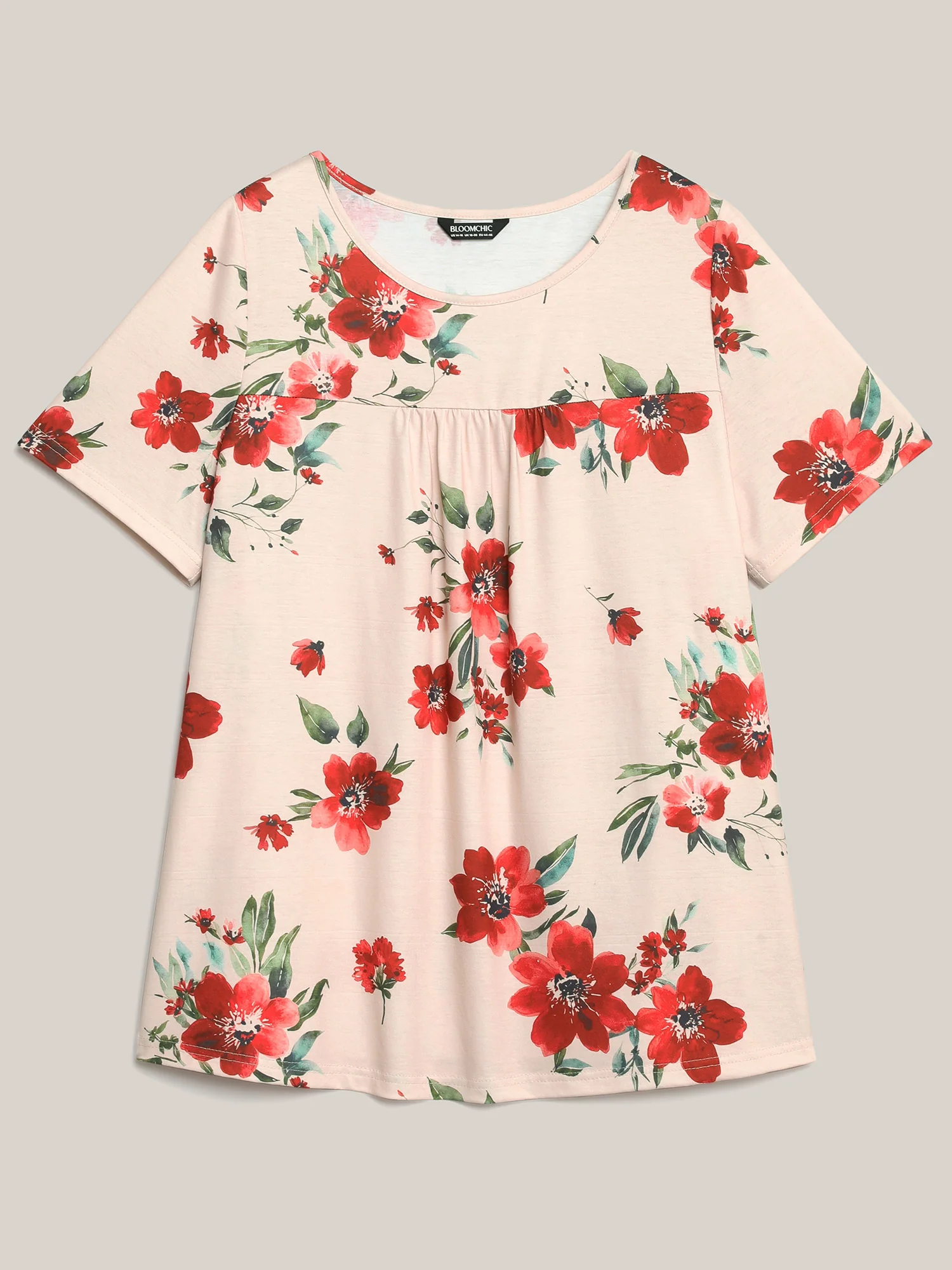 Dreamy Floral Print Flowy Pleated T-Shirt - Image 7