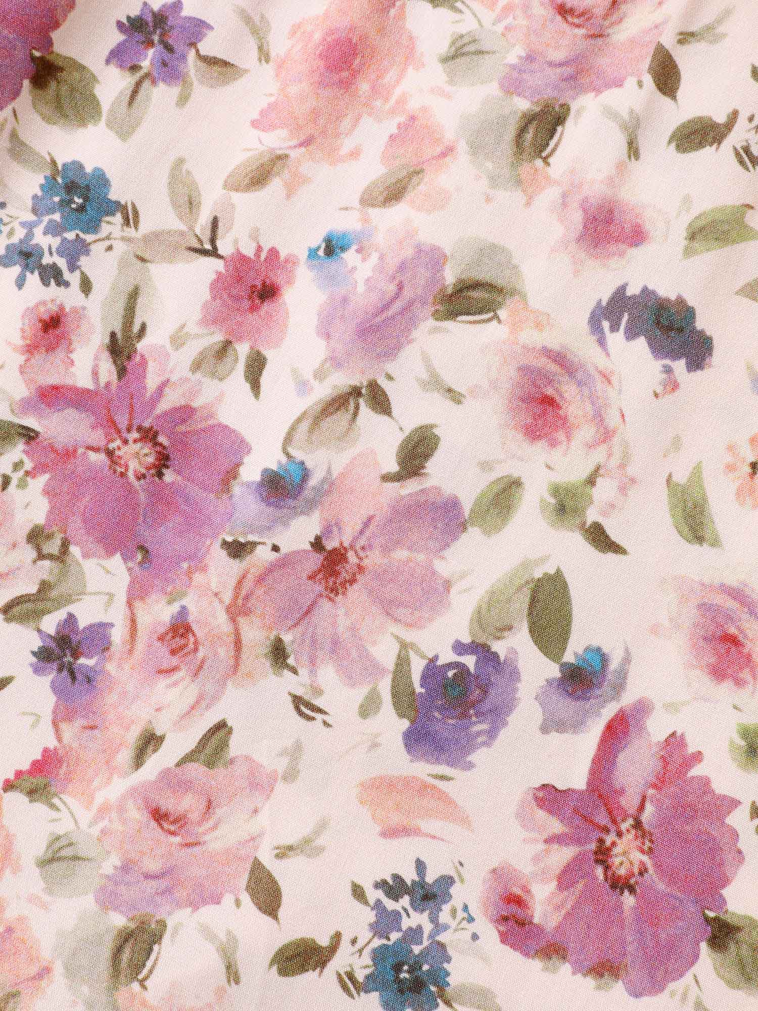 Dreamy Floral Rayon Neck Tie Midi Dress - Image 7