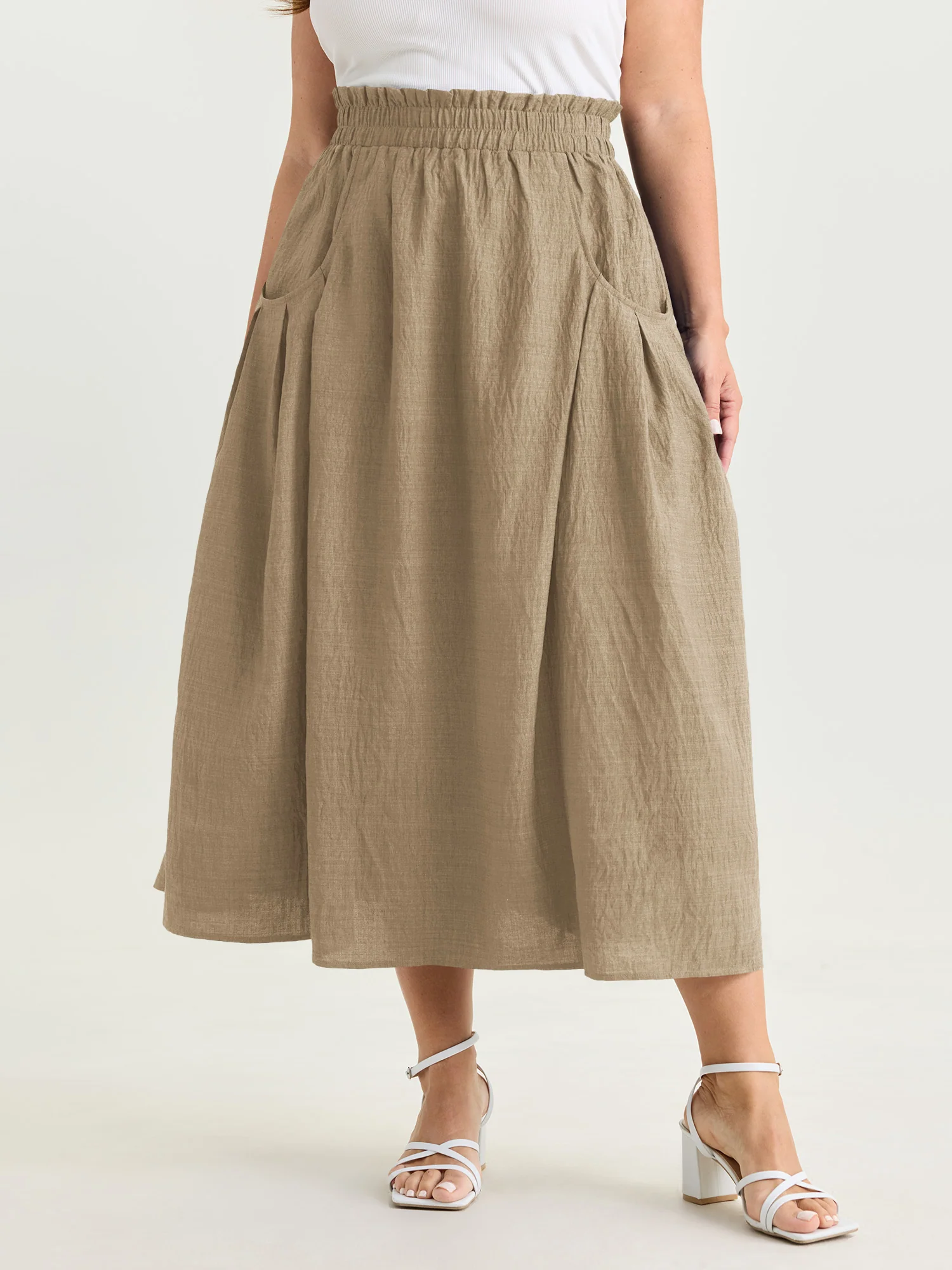 Drop Pockets Pleated Maxi Skirt - Image 10