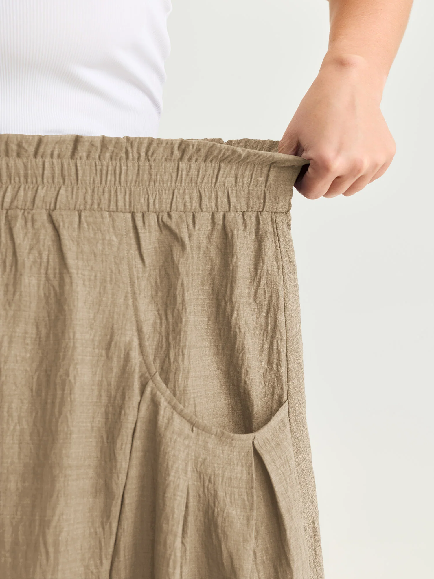 Drop Pockets Pleated Maxi Skirt - Image 12