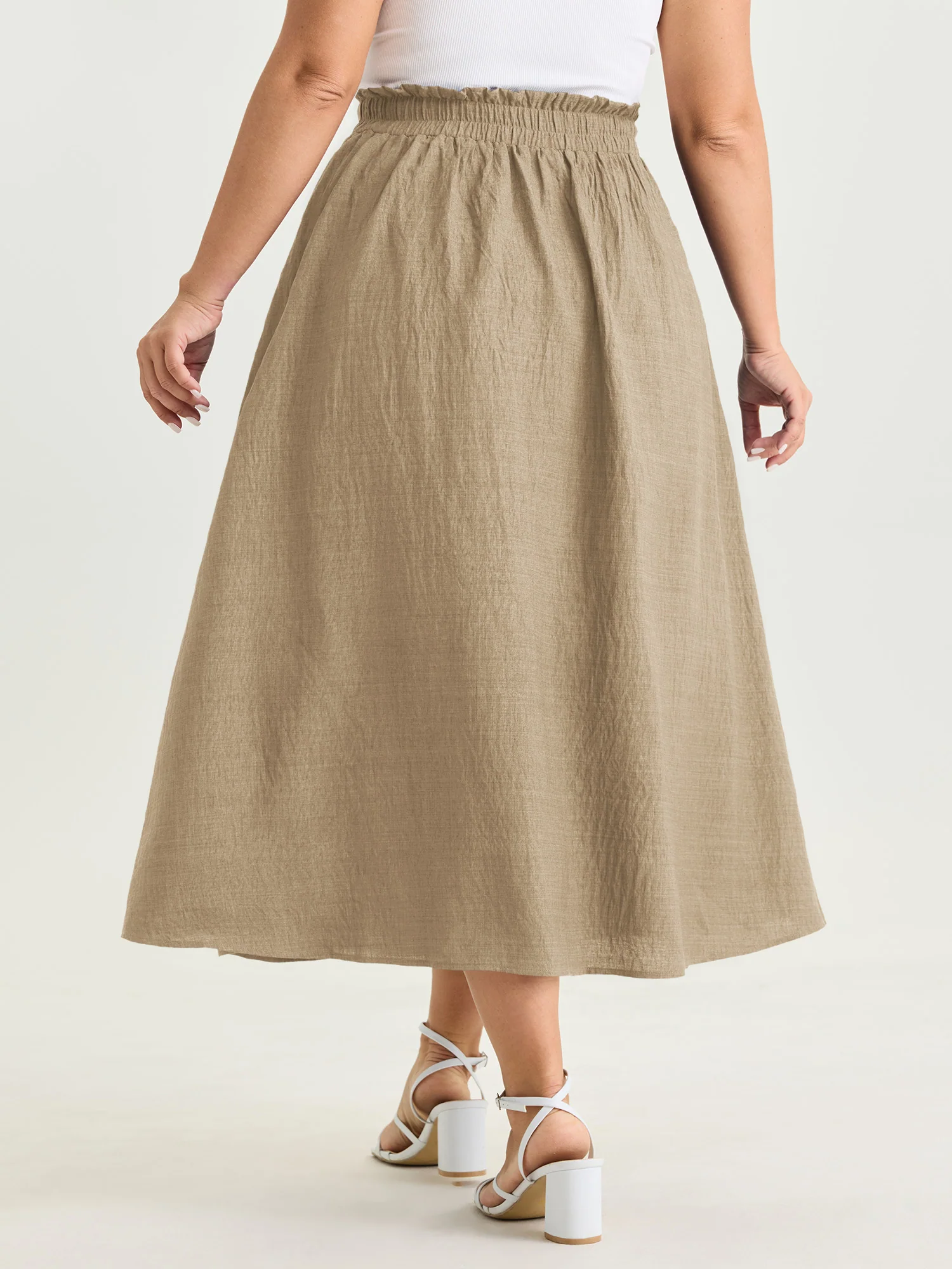 Drop Pockets Pleated Maxi Skirt - Image 13