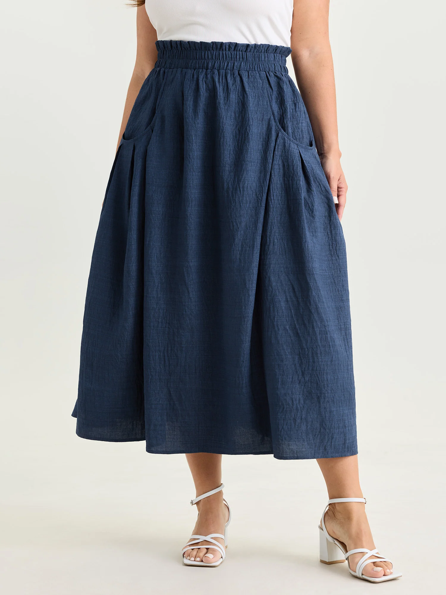 Drop Pockets Pleated Maxi Skirt - Image 2