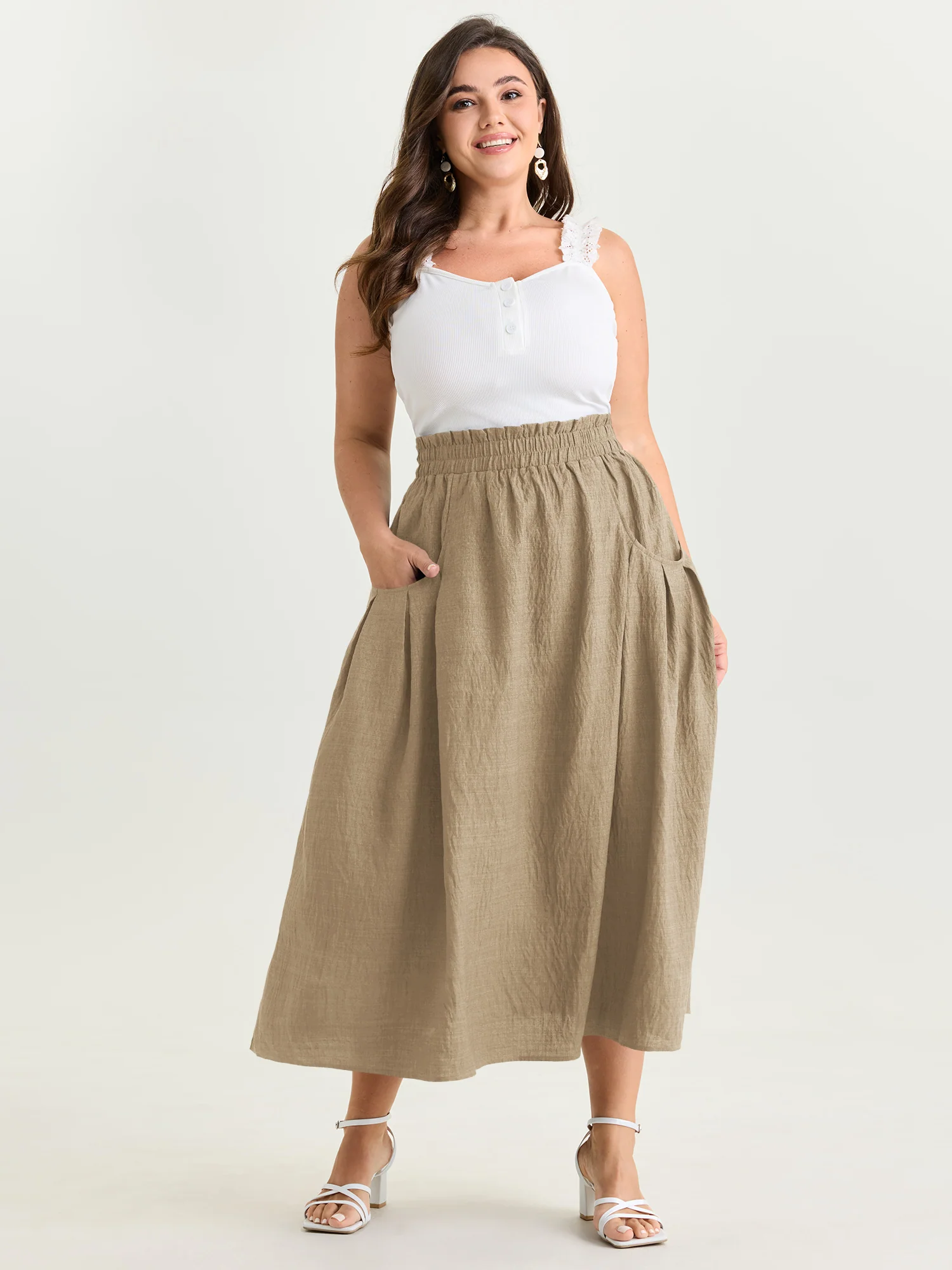 Drop Pockets Pleated Maxi Skirt - Image 9