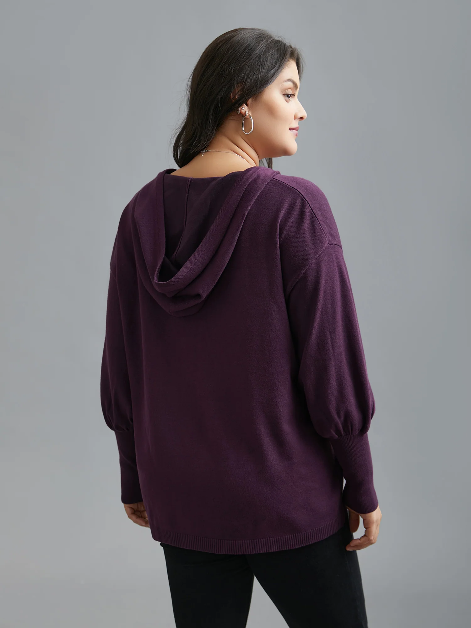 Drop Shoulder Slim-Fit Hooded Pullover - Image 2