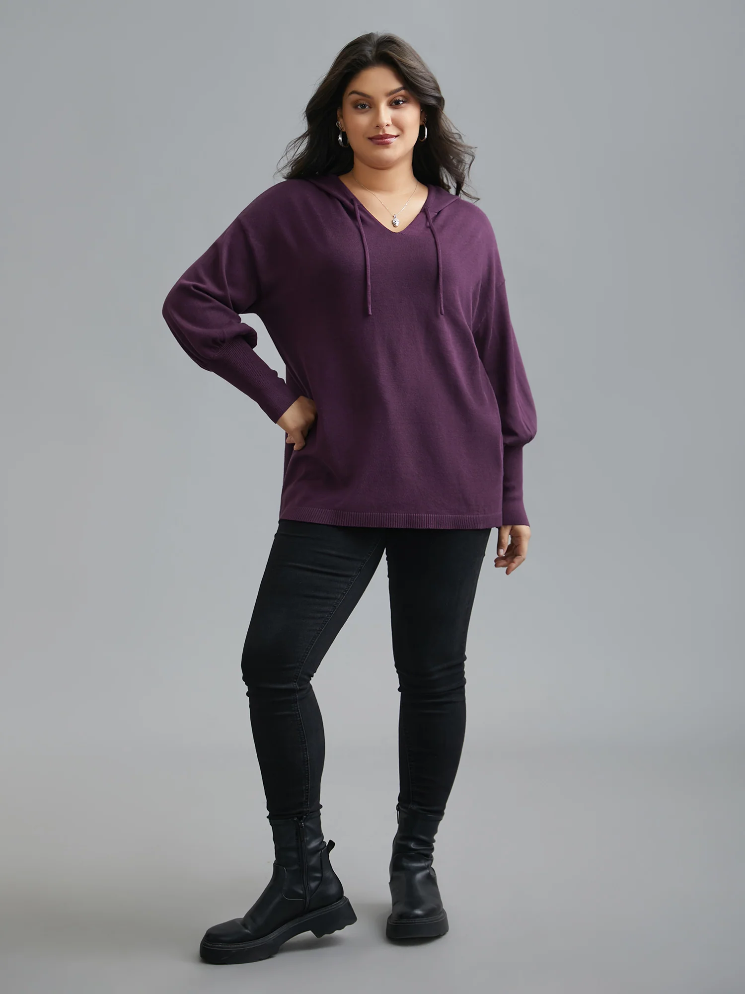 Drop Shoulder Slim-Fit Hooded Pullover - Image 3