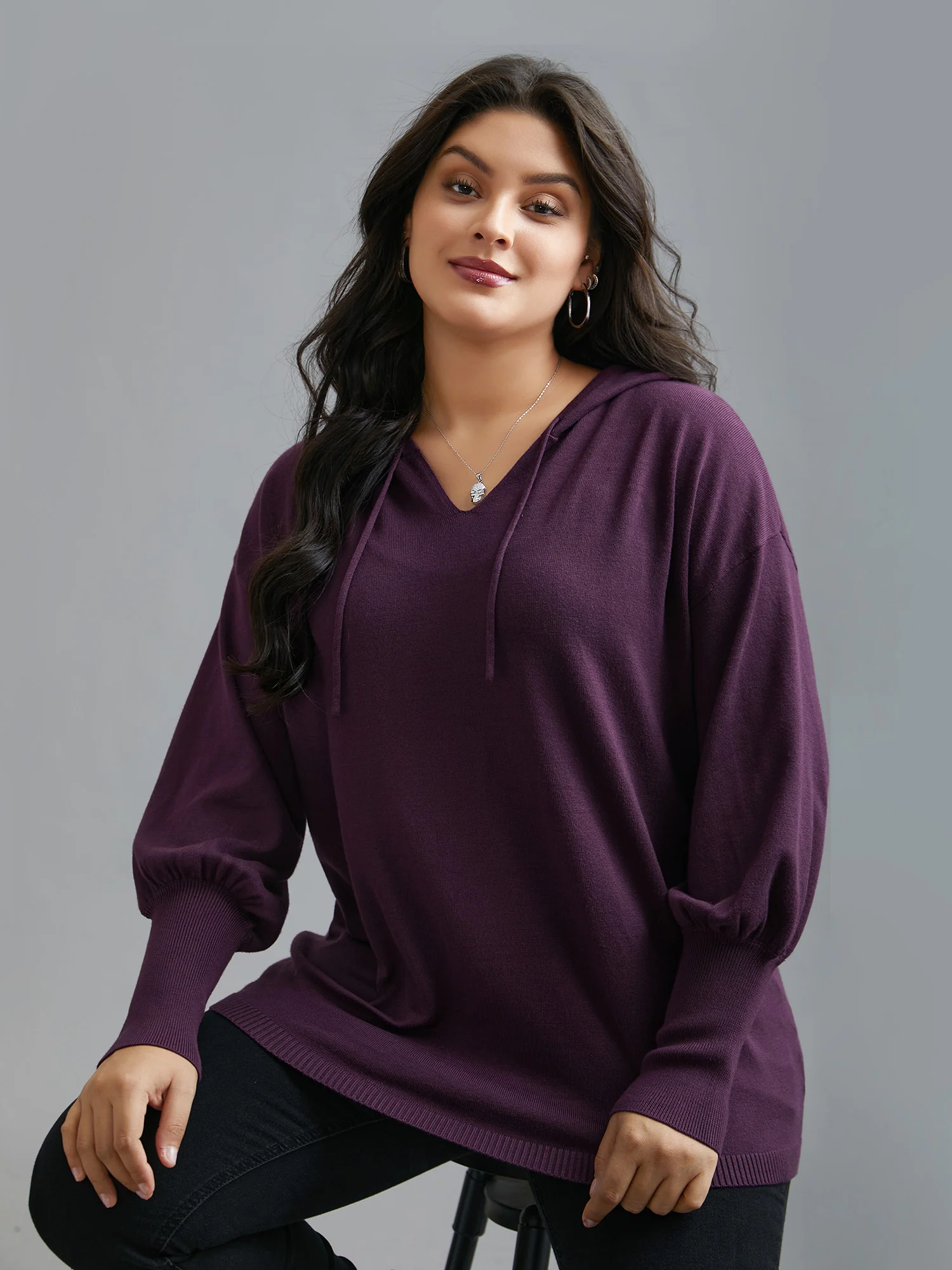 Drop Shoulder Slim-Fit Hooded Pullover - Image 4