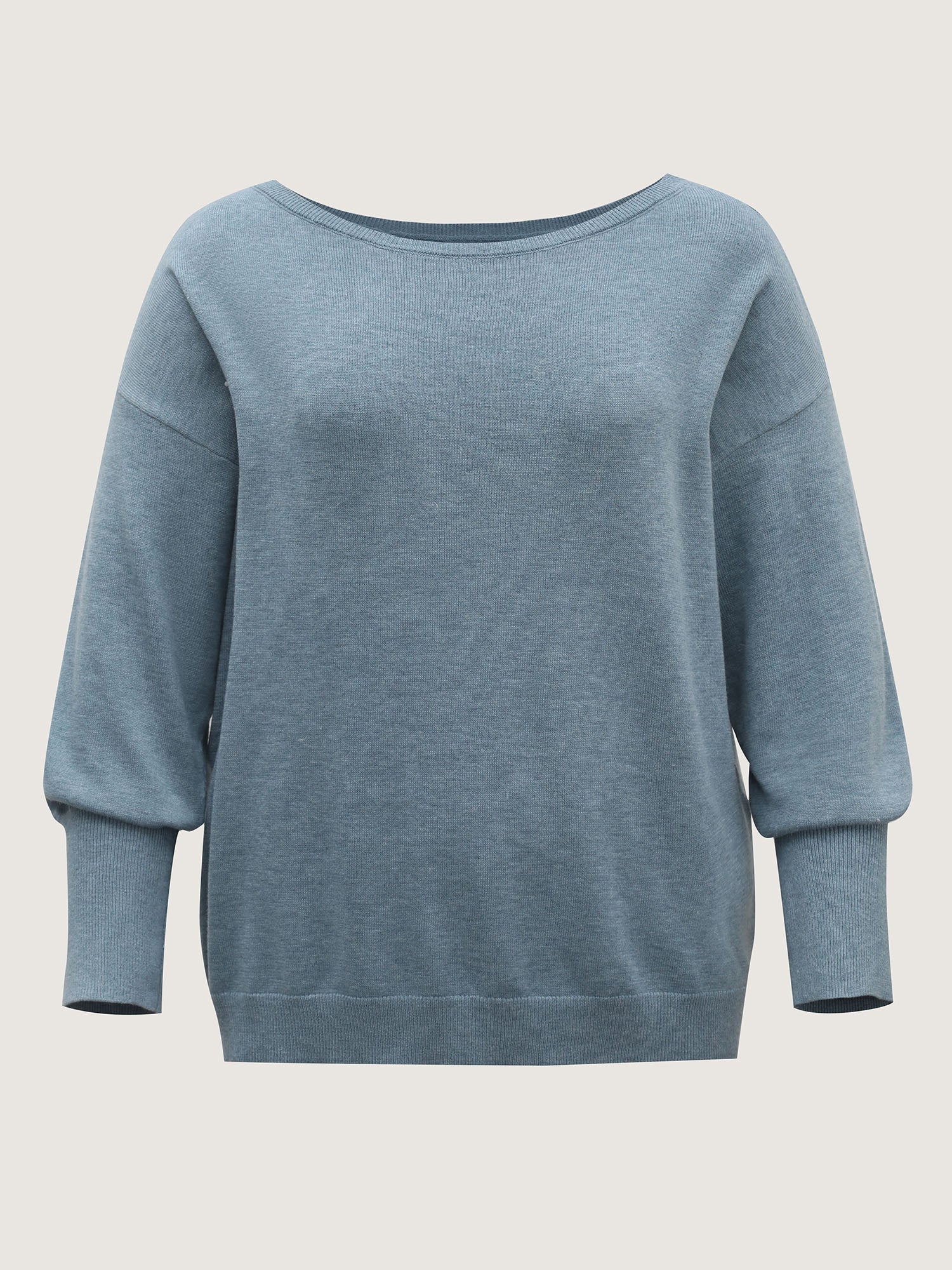 Drop Shoulder Solid Ribbed Pullover - Image 6