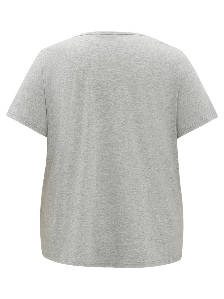 Eagle & Floral Print Keyhole Neck T-shirt - Image 11