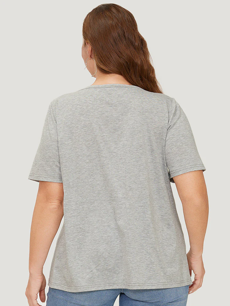 Eagle & Floral Print Keyhole Neck T-shirt - Image 6