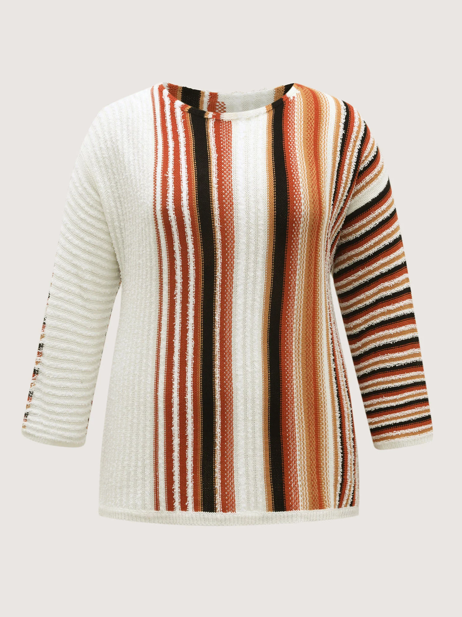 Earthy Stripes Drop Shoulder Lightweight Pullover - Image 7