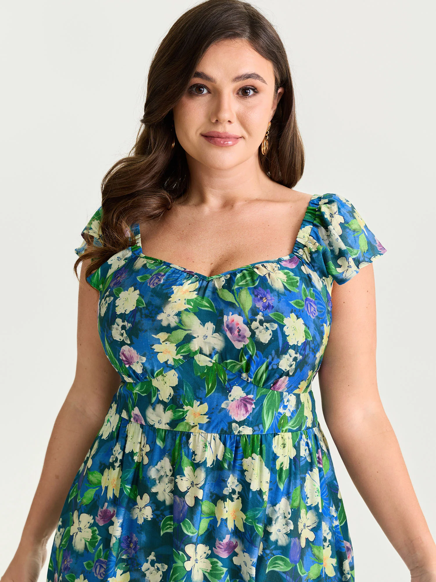 Easy-Breezy Floral Print Sweetheart Midi Dress - Image 2