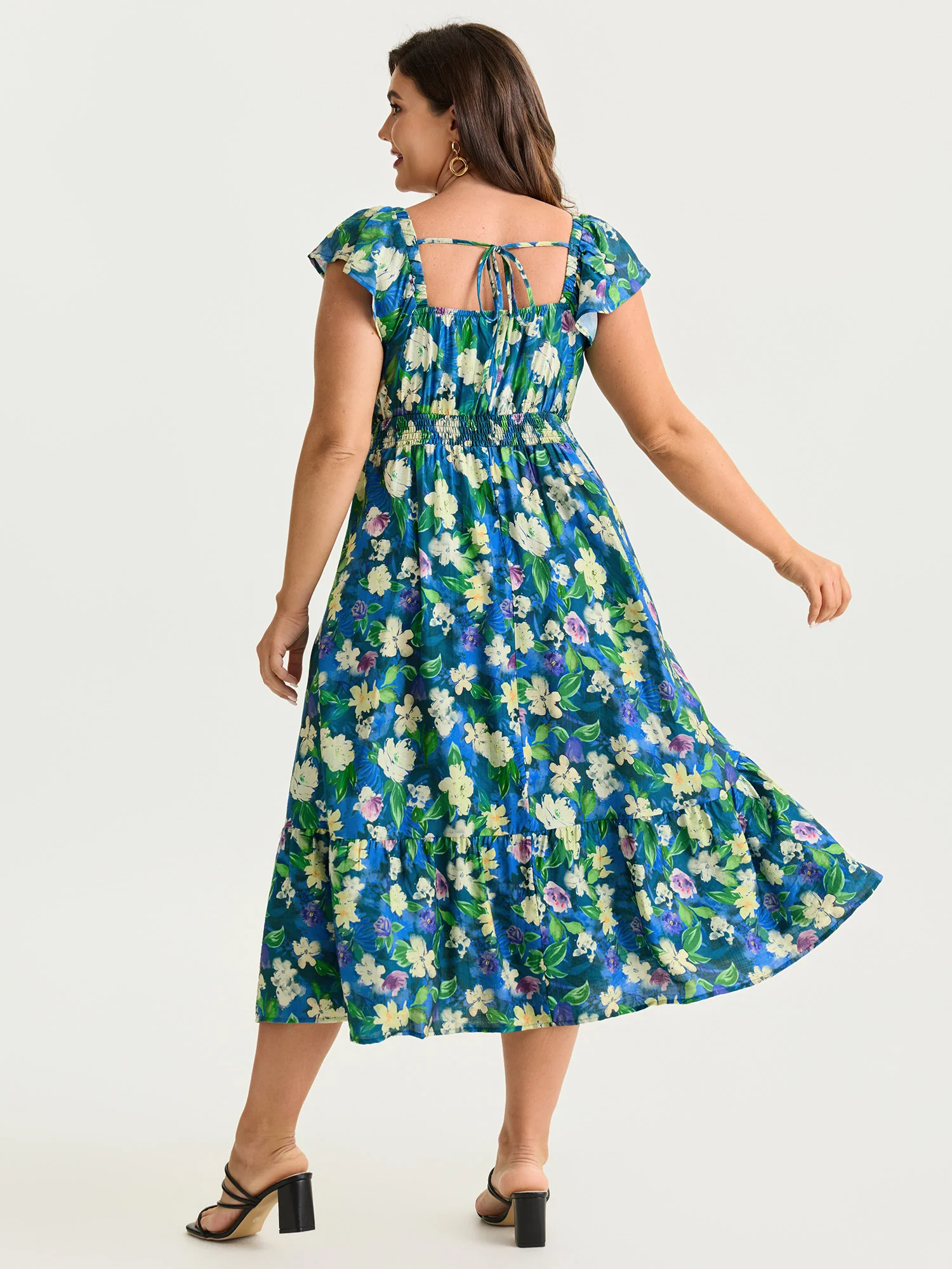 Easy-Breezy Floral Print Sweetheart Midi Dress - Image 5