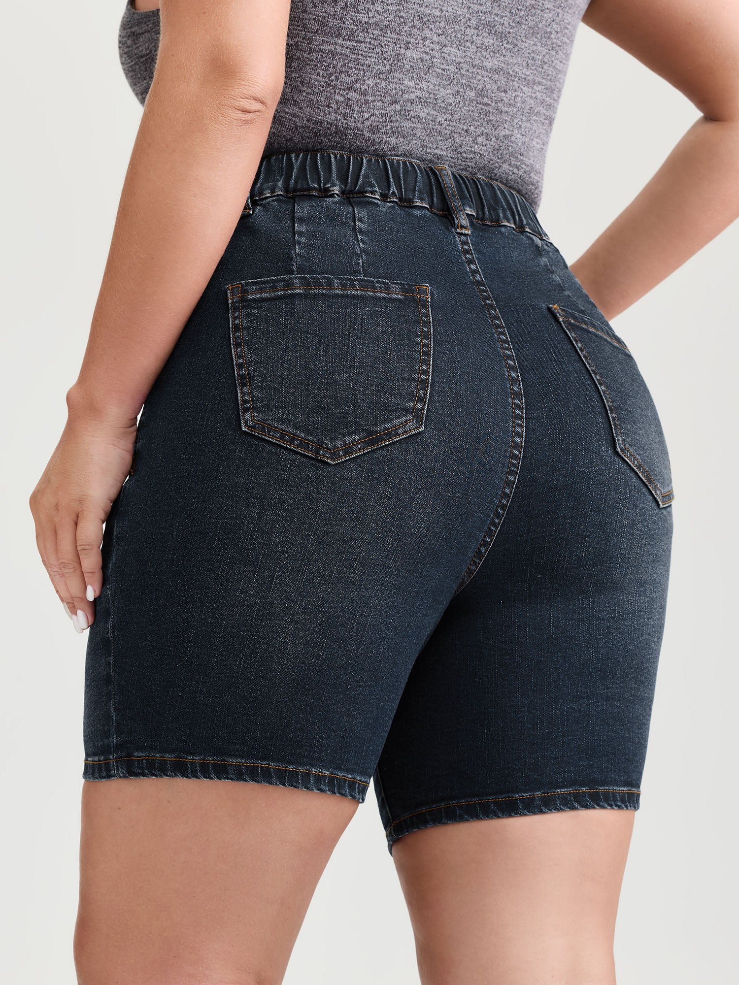 Easy Pull-On Stretchy Skinny-Fit Denim Shorts - Image 6