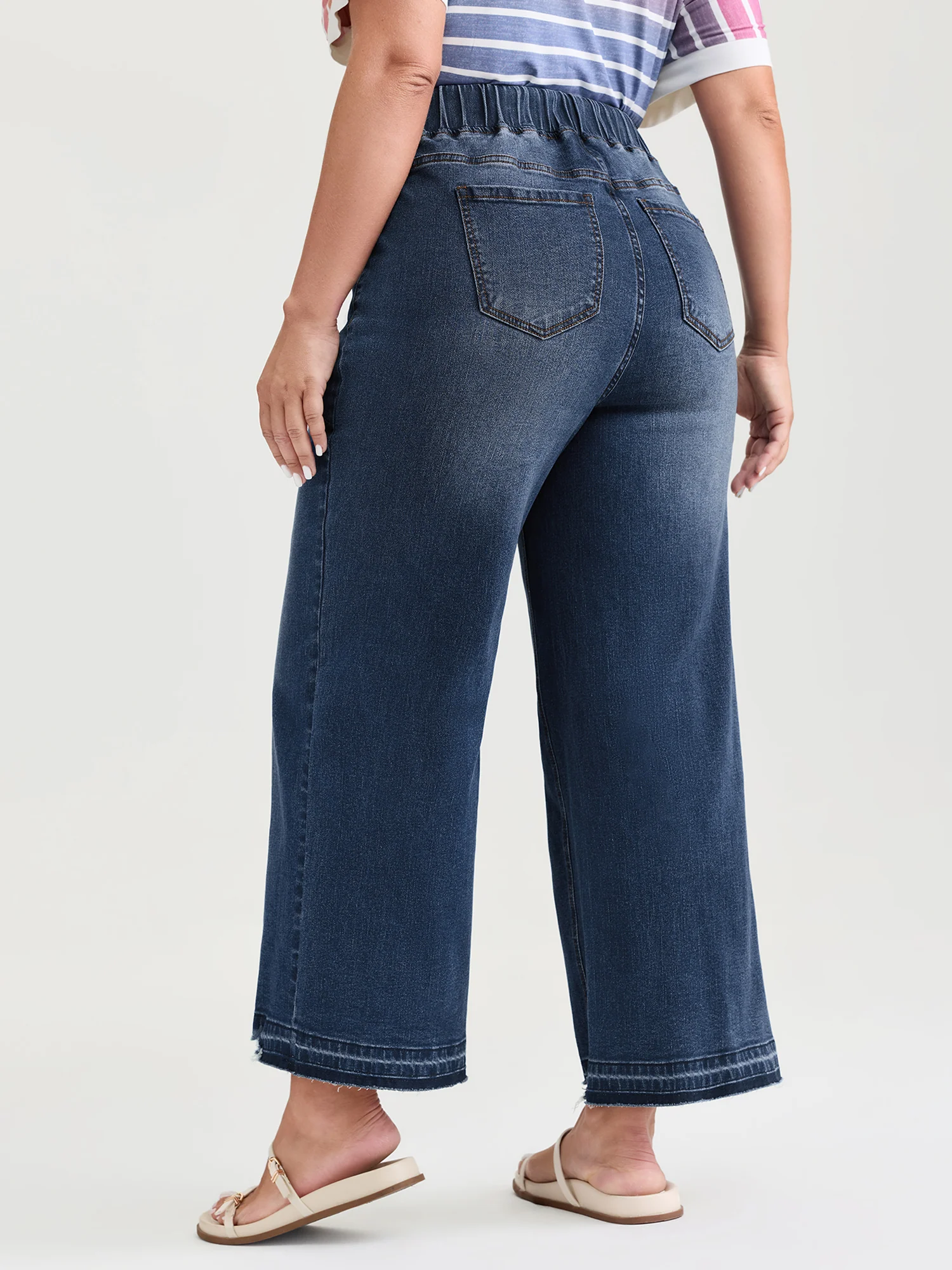 Easy Pull-On Stretchy Wide-Leg Jeans - Image 6