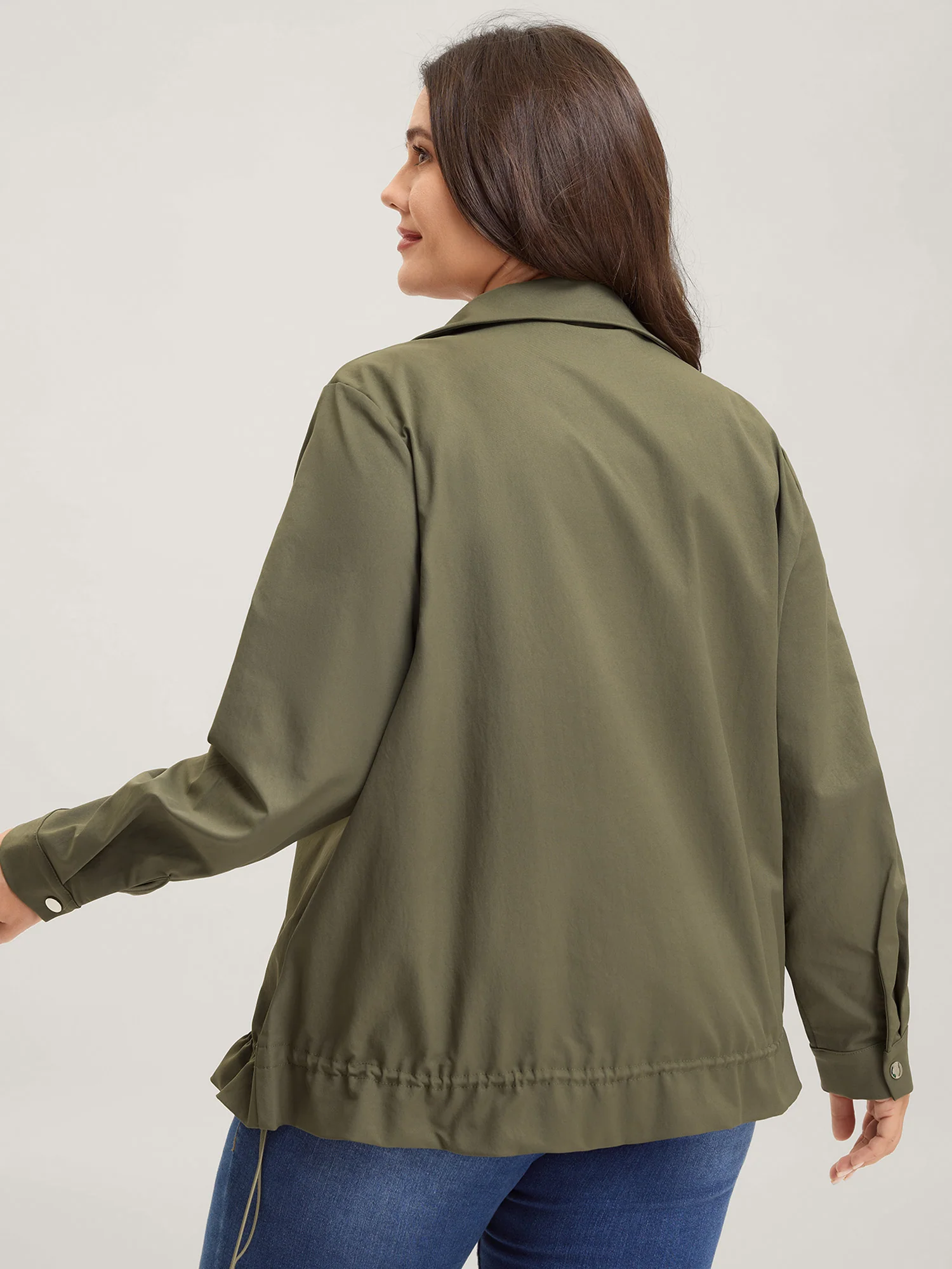 Elastic Adjustable Hem Pockets Jacket - Image 5