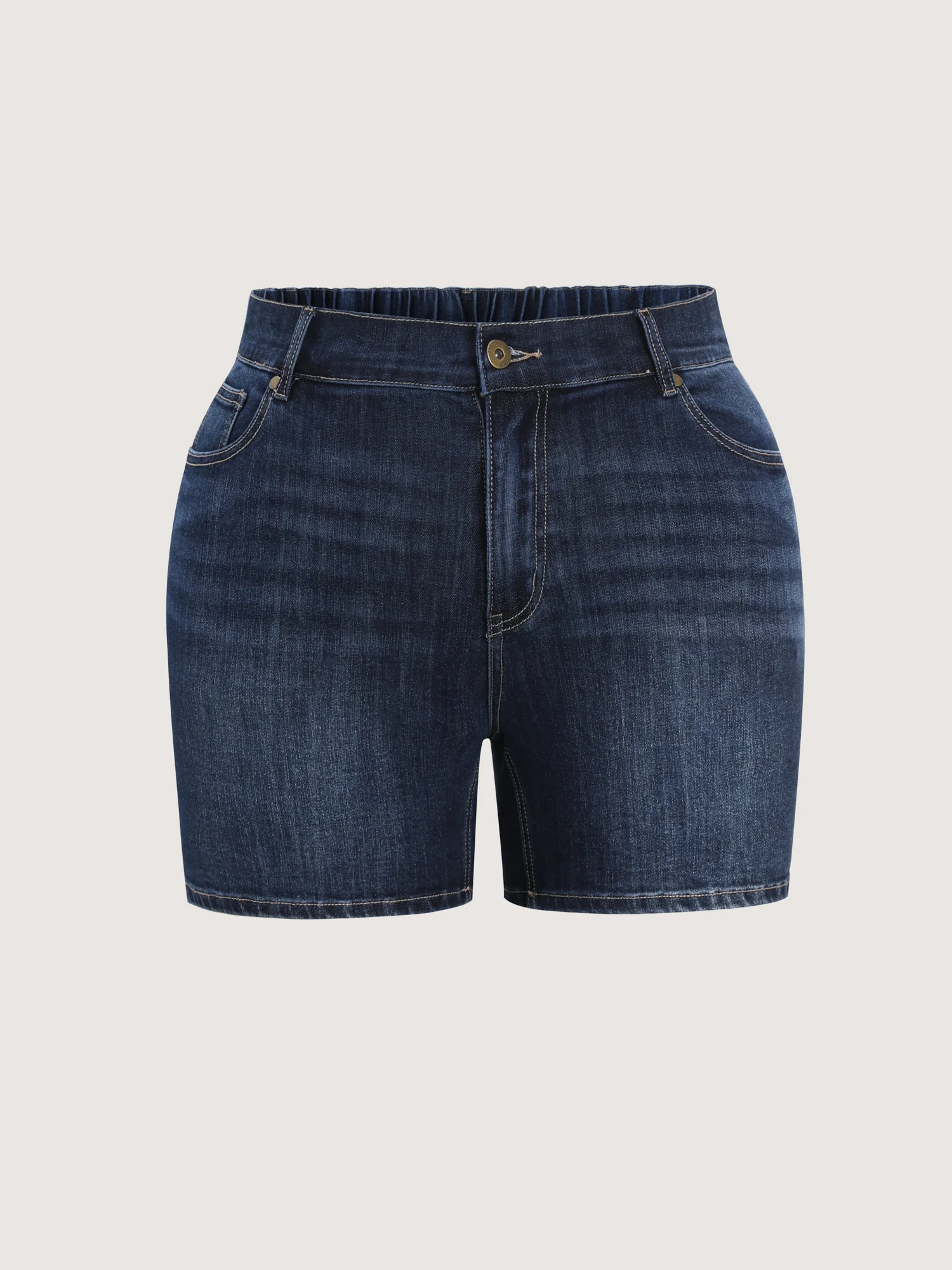 Elastic Back Waist Skinny-Fit Denim Shorts - Image 10