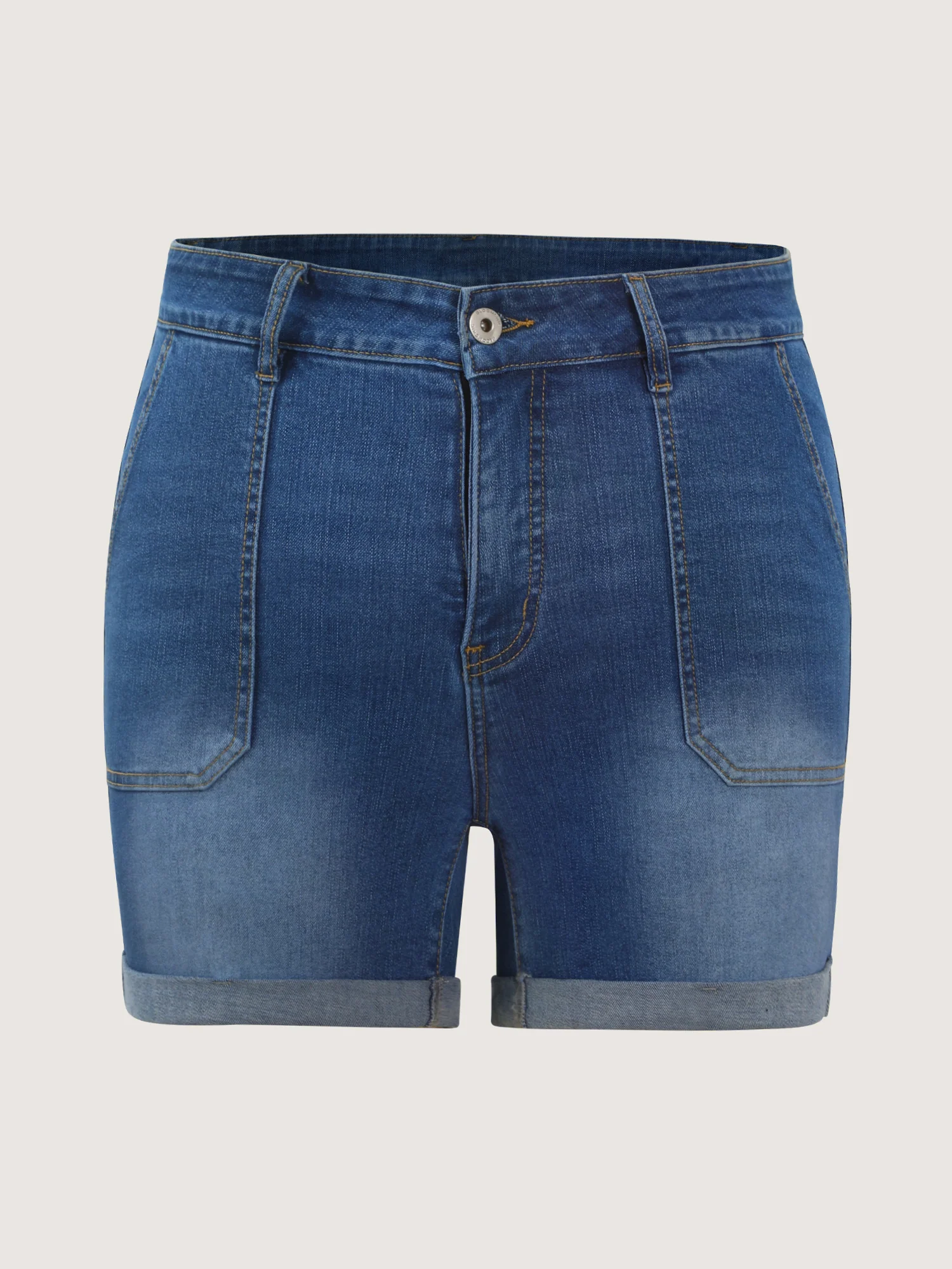 Elastic Back-Waist Skinny-Fit Denim Shorts - Image 8
