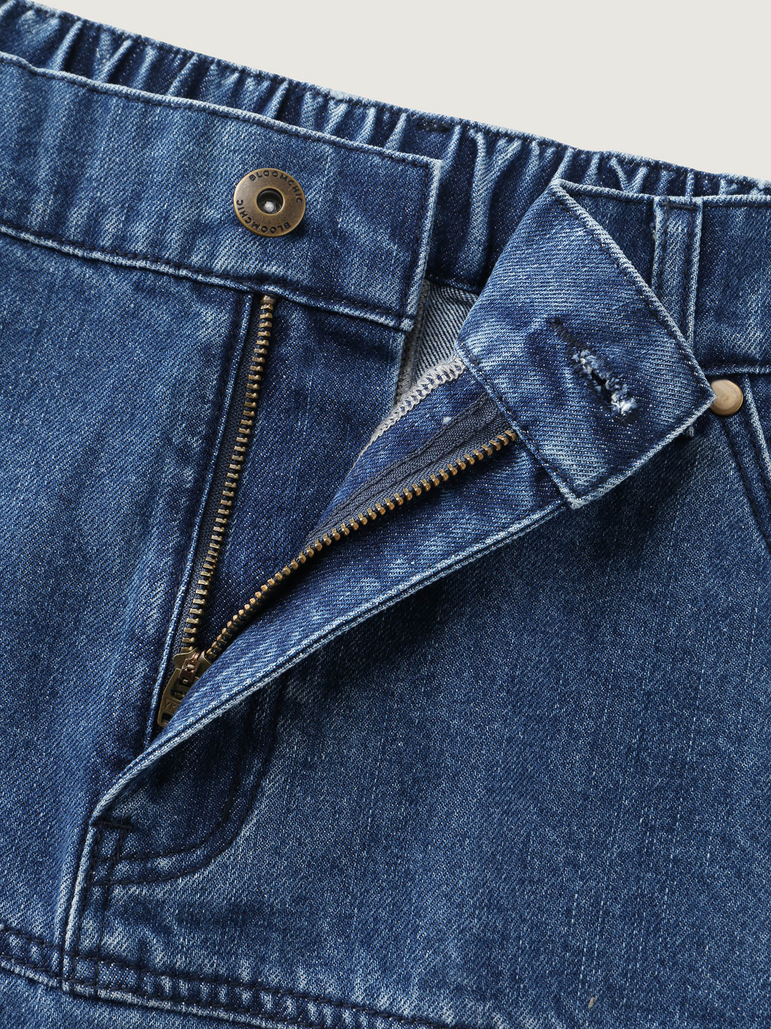 Elastic Back Waistband Maxi Denim Skirt - Image 6
