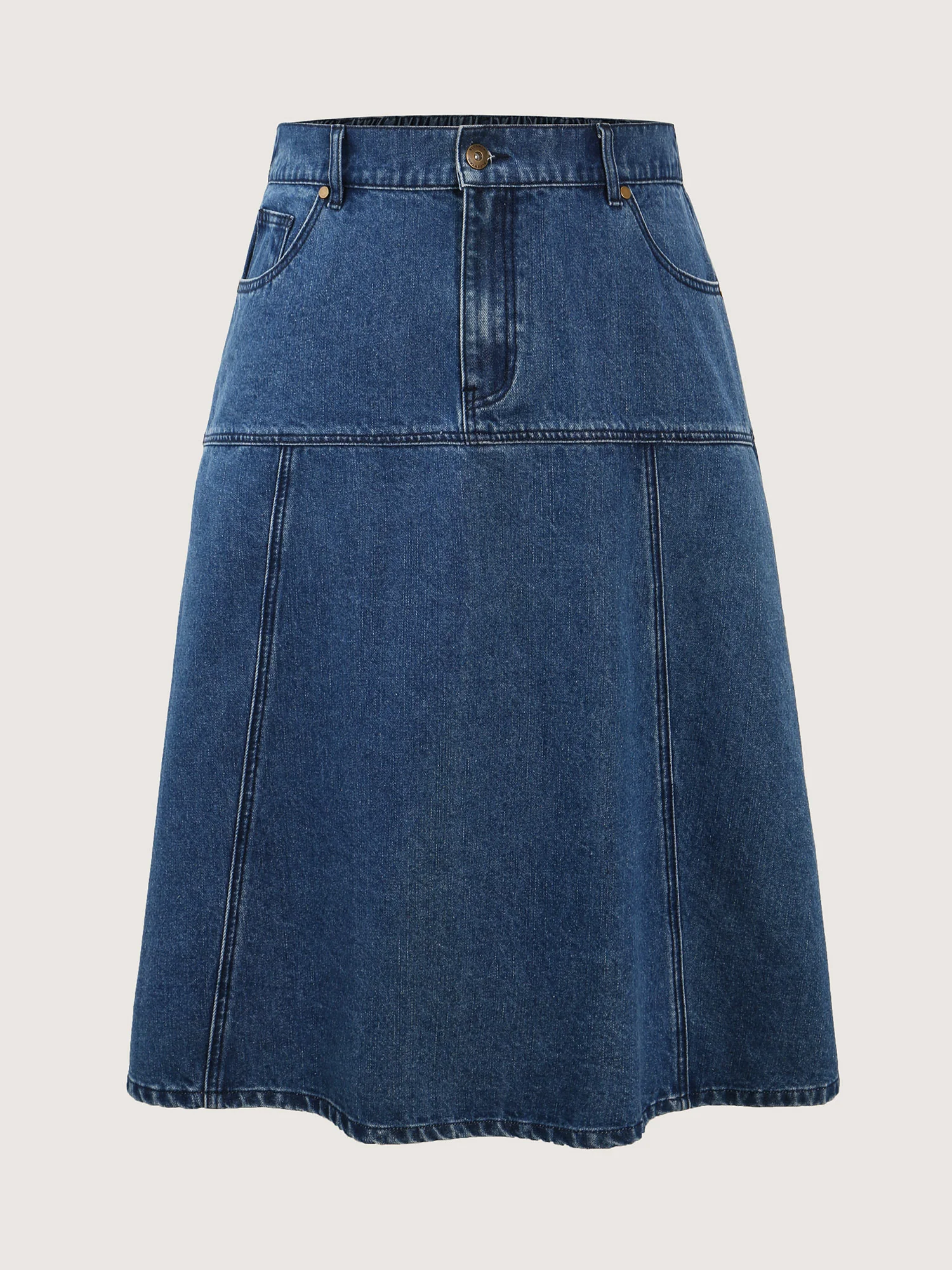 Elastic Back Waistband Maxi Denim Skirt - Image 8