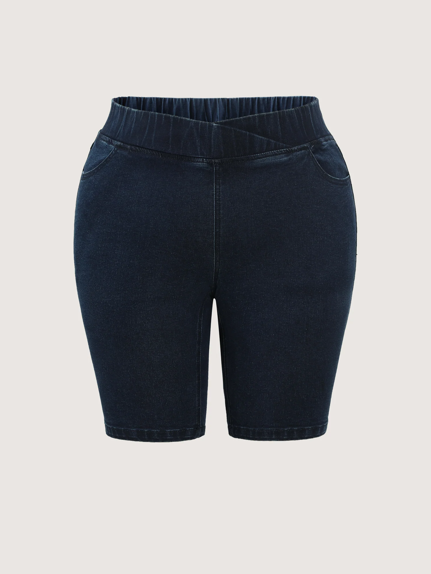 Elastic Back Waistband Skinny-Fit Denim Shorts - Image 8