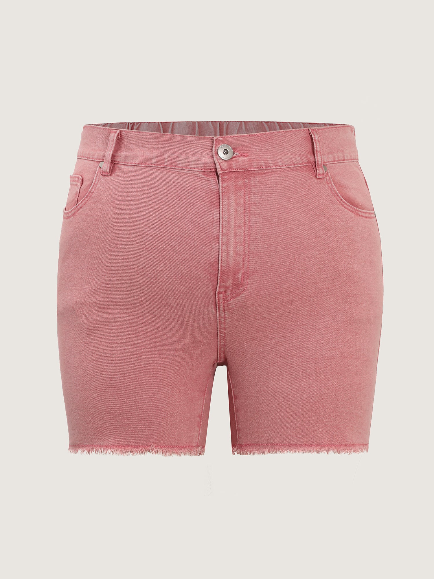 Elastic Back Waistband Straight-Fit Denim Shorts - Image 8