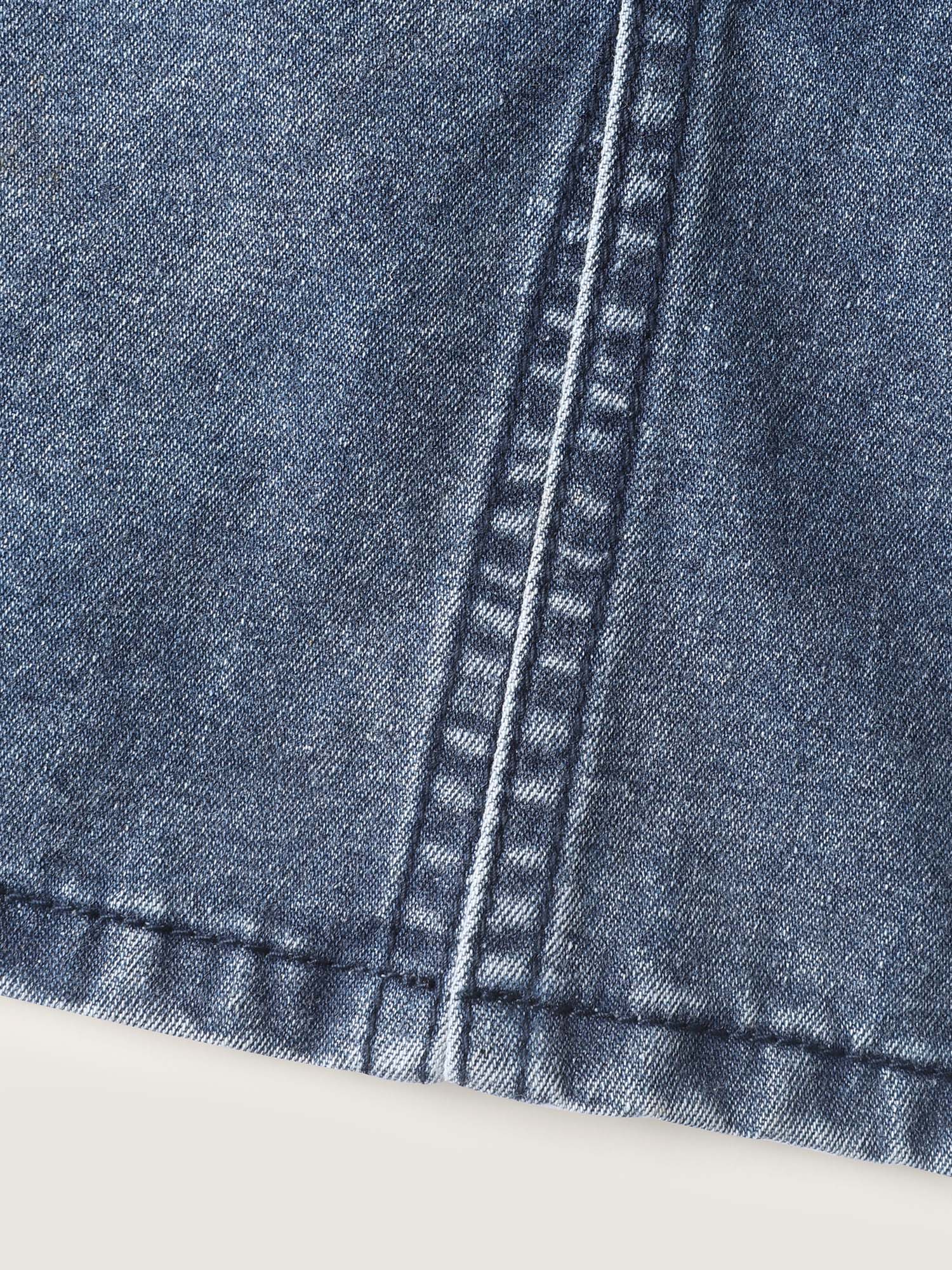 Elastic Band A-Line Denim Skirt - Image 6