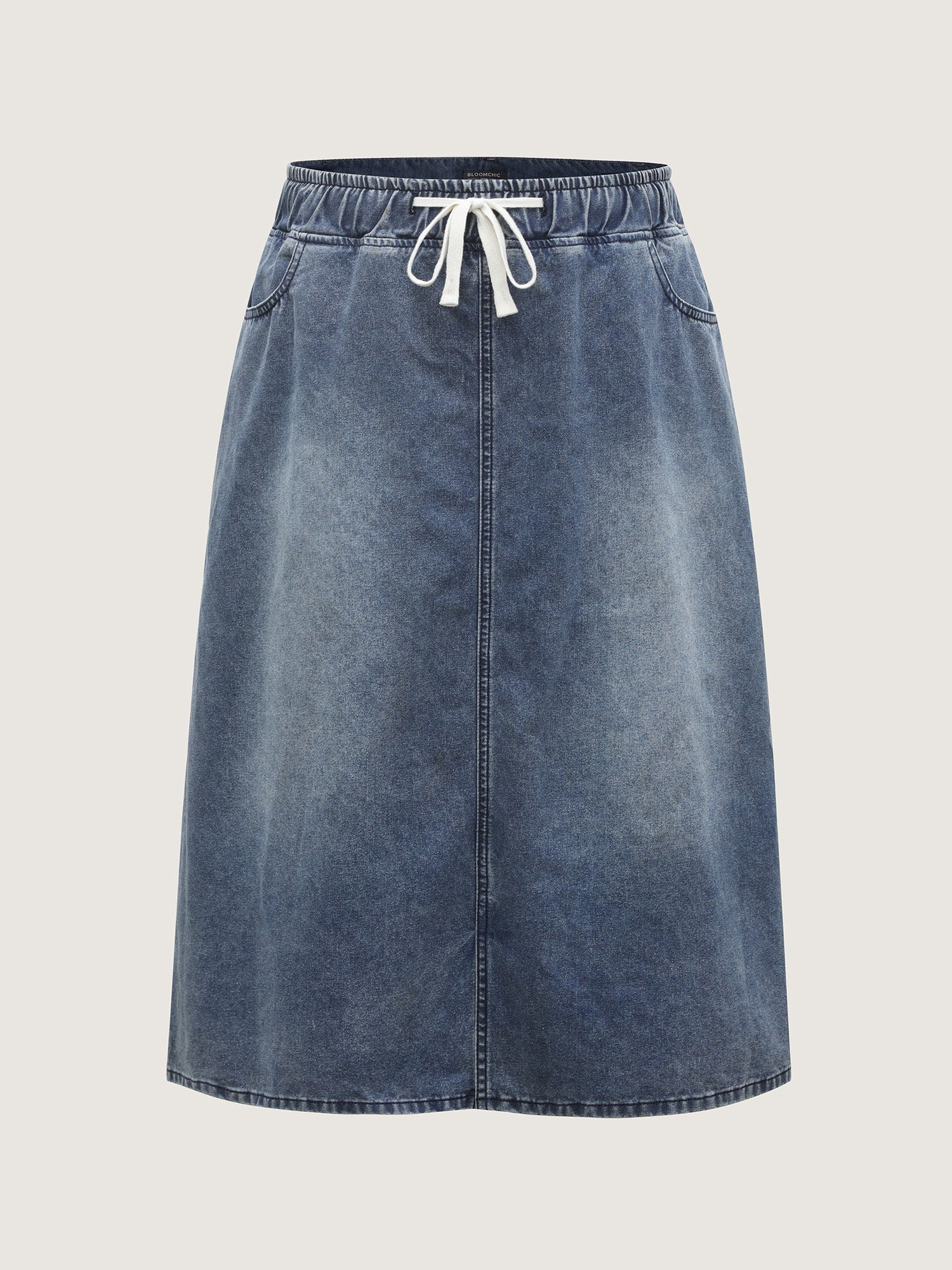 Elastic Band A-Line Denim Skirt - Image 7