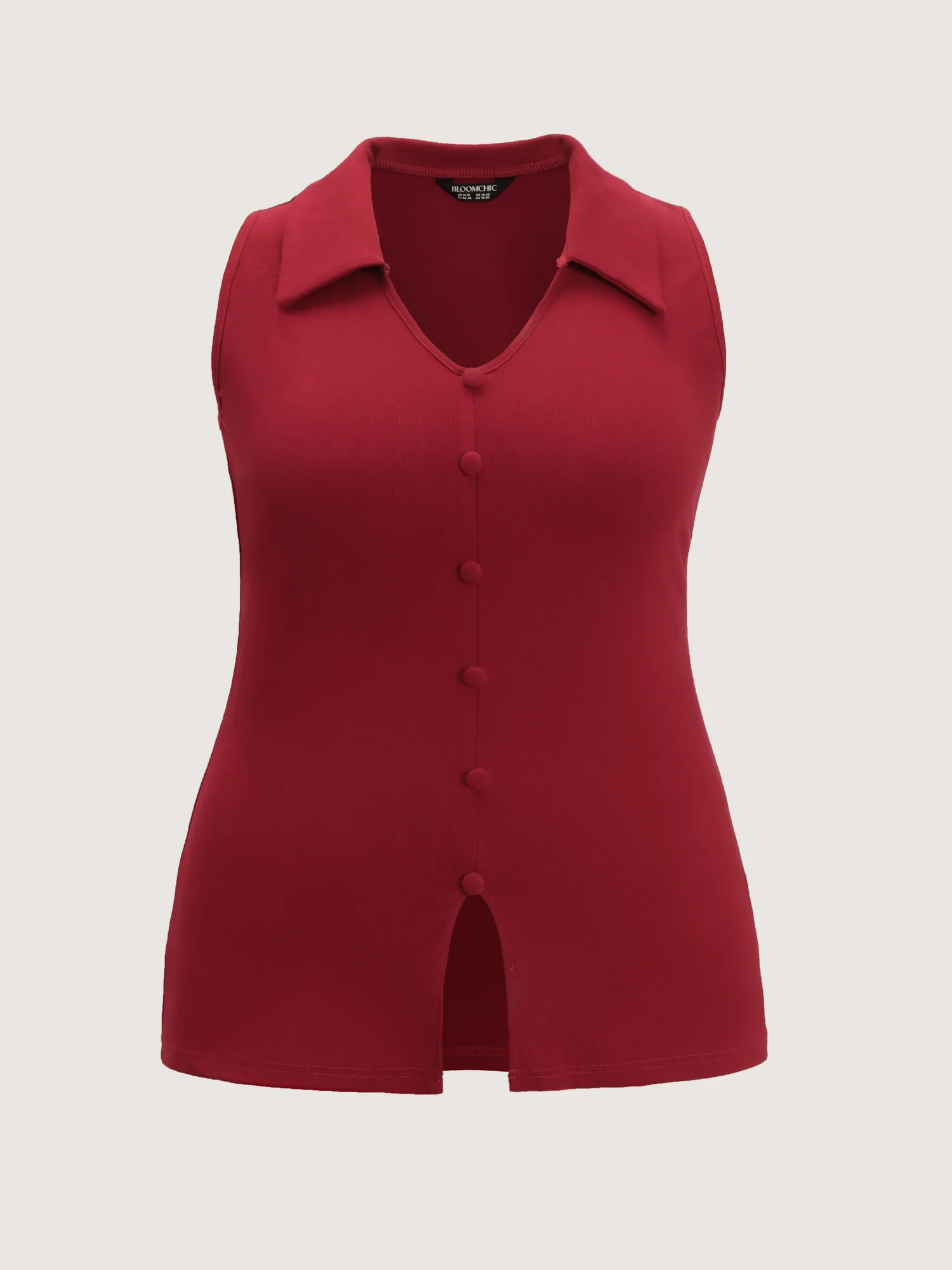 Elastic Button Detail Fitted Tank Top - Image 8