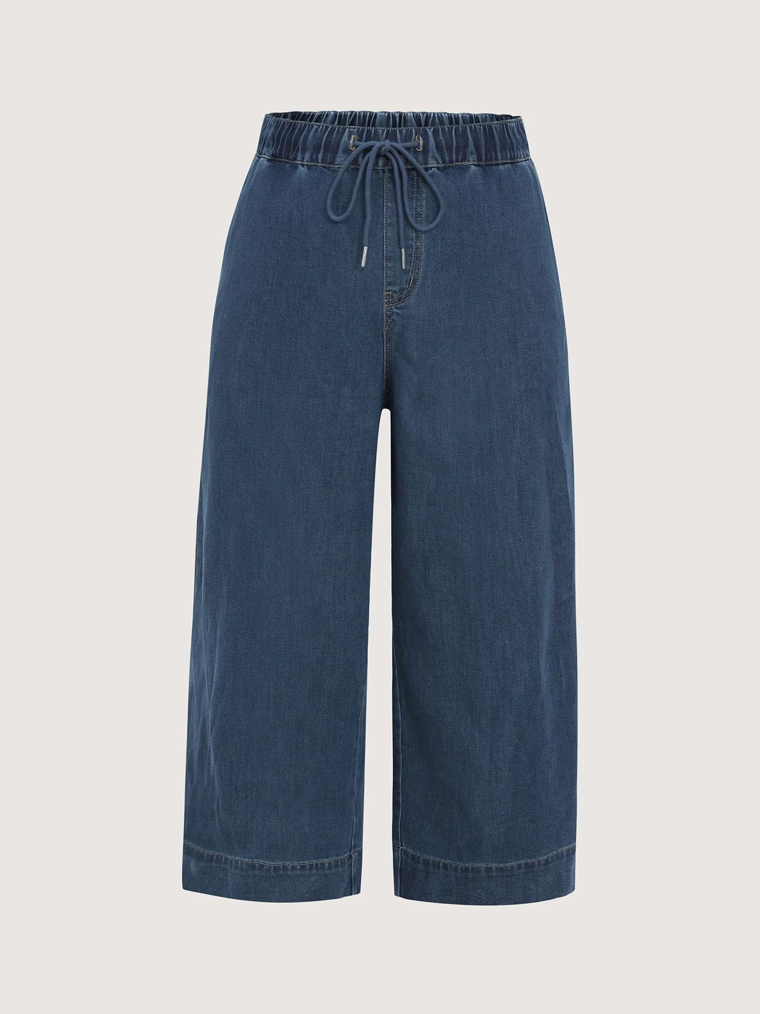 Elastic Drawstring Waistband Wide-Leg Jeans - Image 8