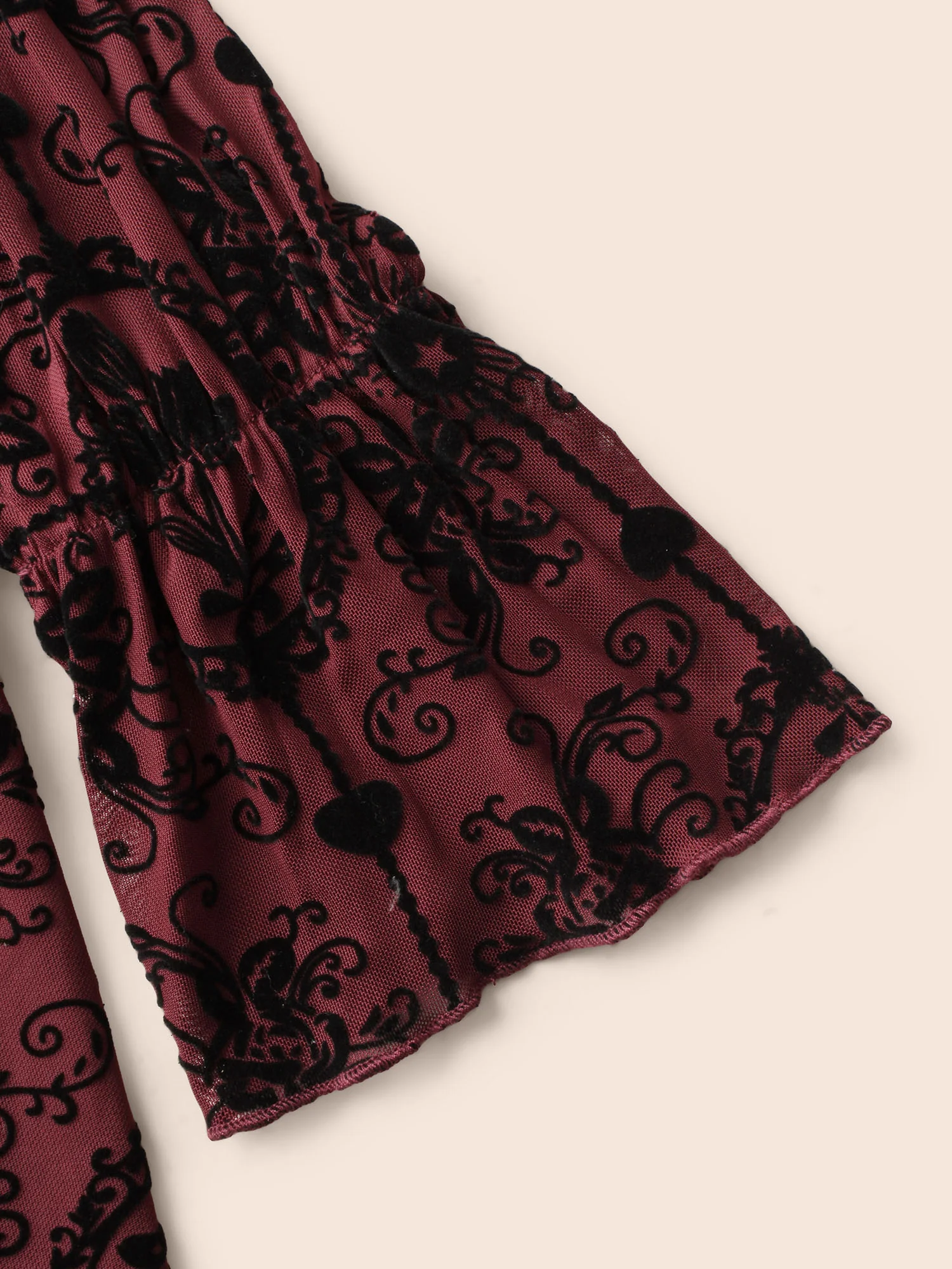 Elastic Flocked Mesh Blouse - Image 5