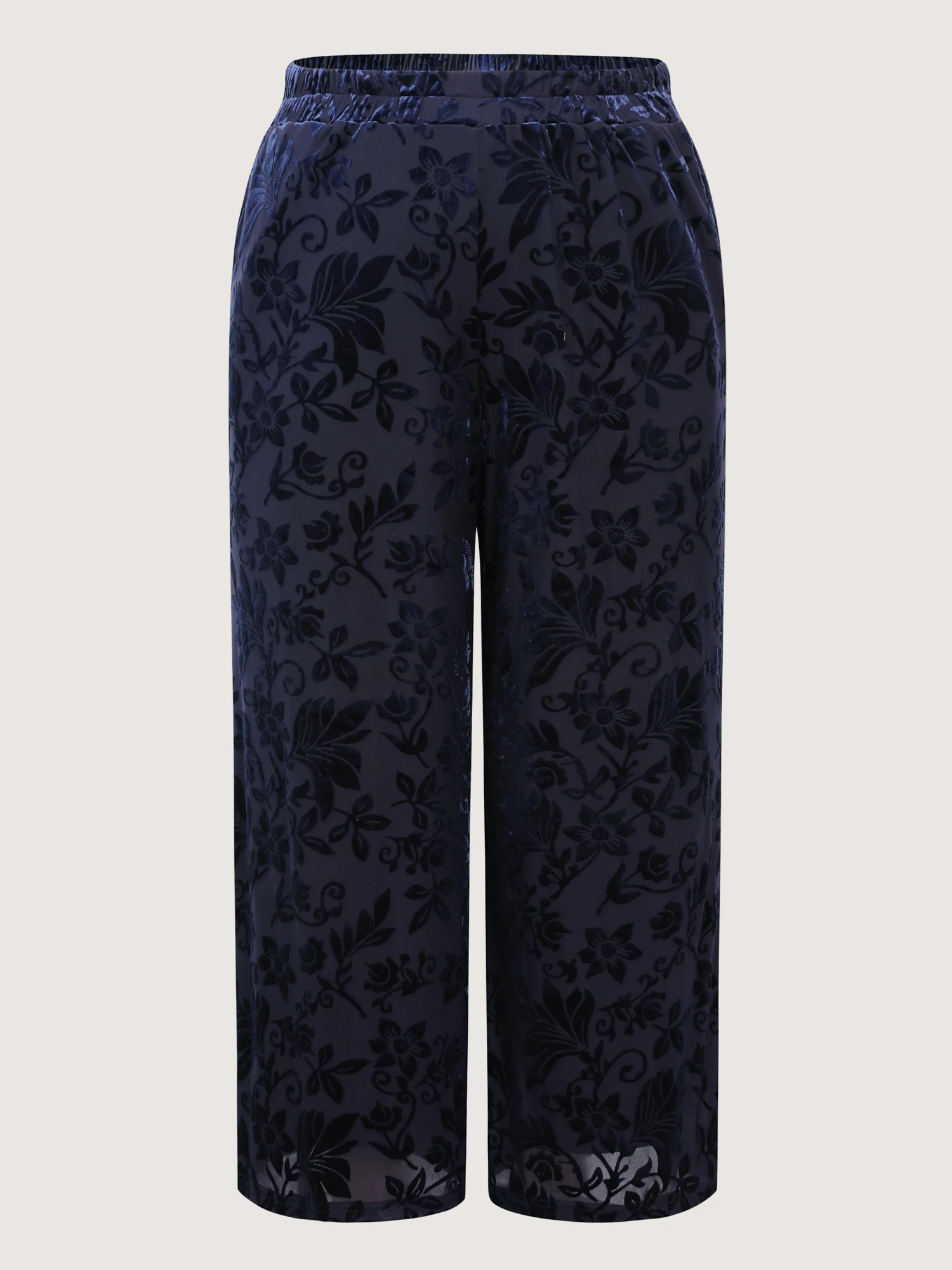 Elastic Flocked Stretchy Waist Sheer Pants - Image 8