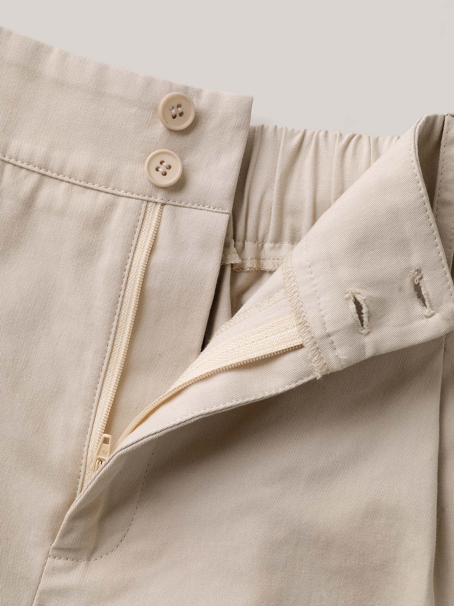 Cotton Elastic Twill Pockets Wide-Leg Shorts - Image 5